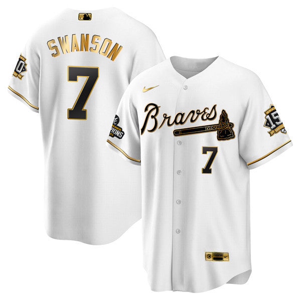 Atlanta World Series Champion White Gold Cool Base Jersey 2021 – Stitched