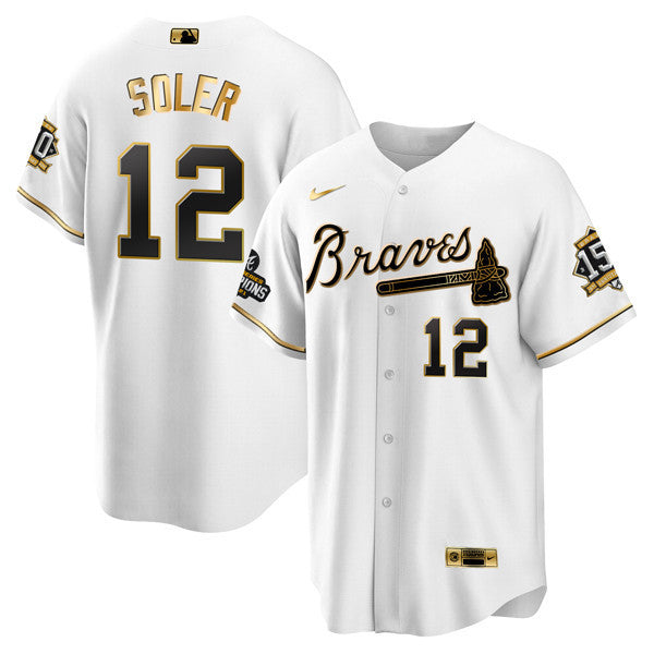 Atlanta World Series Champion White Gold Cool Base Jersey 2021 – Stitched