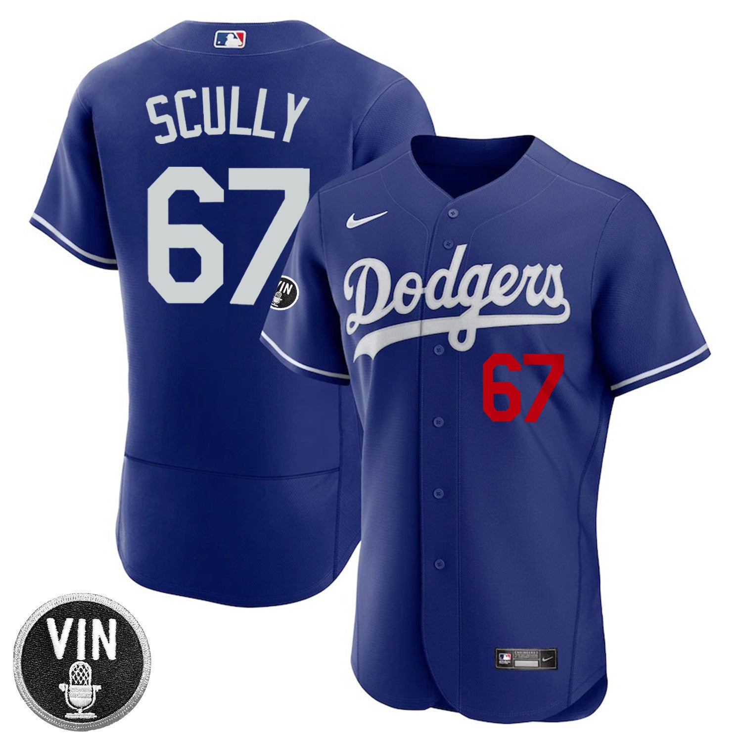 Los Angeles Vin Scully Patch Flex Base Jersey Collection