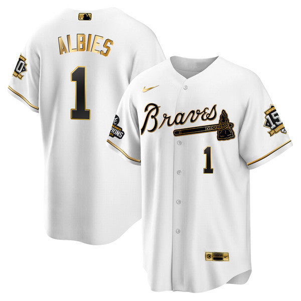 Atlanta World Series Champion White Gold Cool Base Jersey 2021 – Stitched