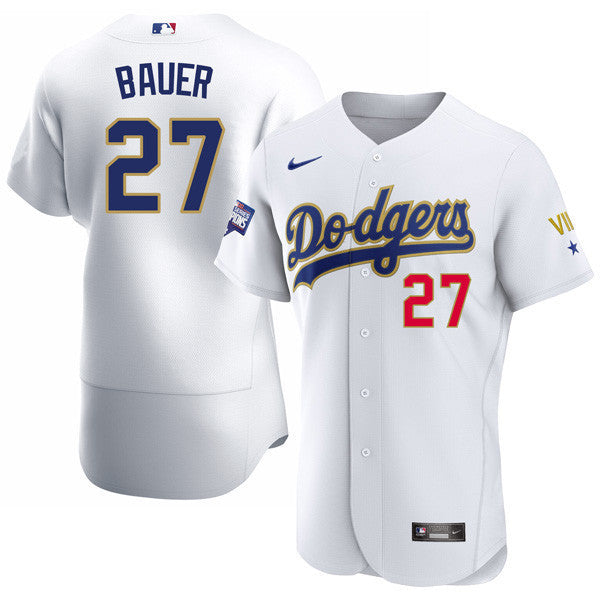 Los Angeles 2020 Championship Gold Trim Flex Base White Jersey
