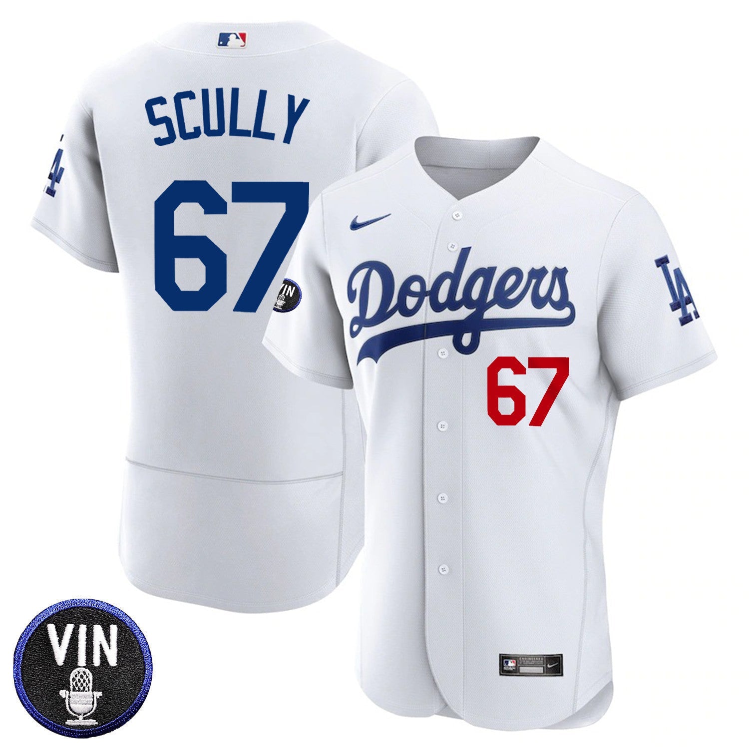Los Angeles Vin Scully Patch Flex Base Jersey Collection