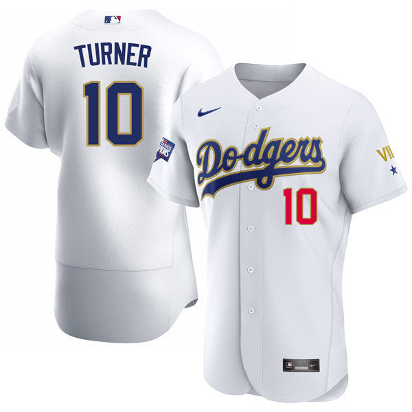 Los Angeles 2020 Championship Gold Trim Flex Base White Jersey