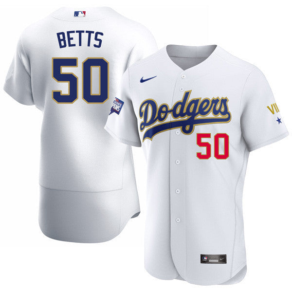 Los Angeles 2020 Championship Gold Trim Flex Base White Jersey