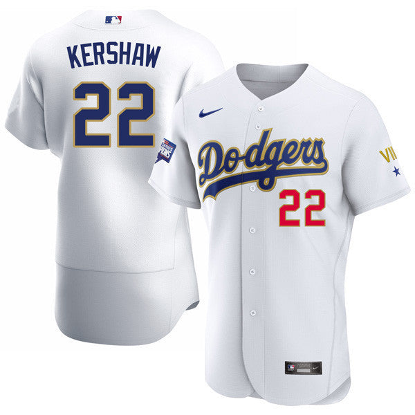 Los Angeles 2020 Championship Gold Trim Flex Base White Jersey