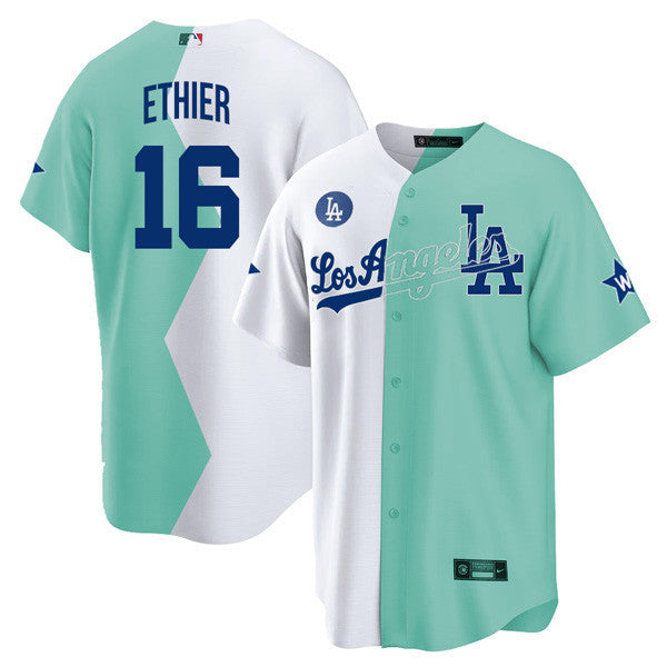 Los Angeles Cool Base White Green 2022 MLB All-Star Celebrity Softball Game Split Jersey