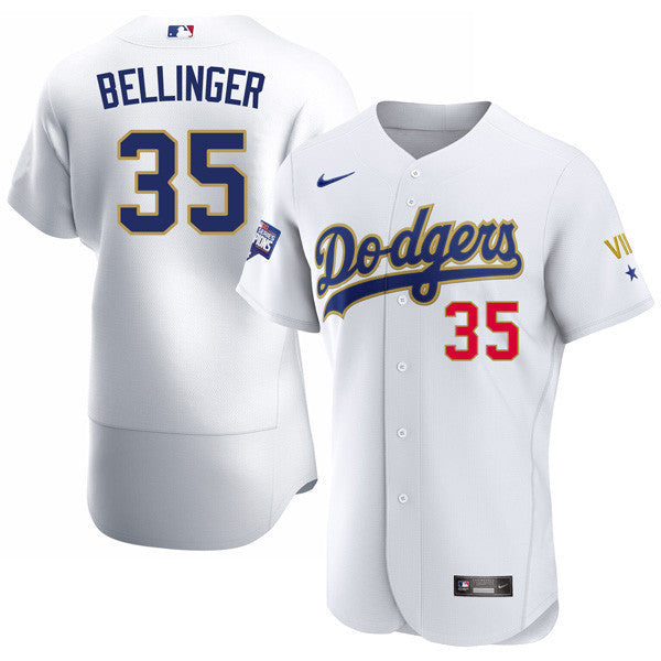Los Angeles 2020 Championship Gold Trim Flex Base White Jersey