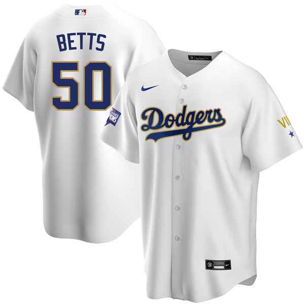 Los Angeles 2020 Championship Gold Trim Cool Base White Jersey