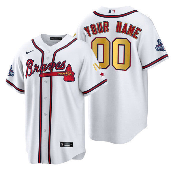 Atlanta 4x World Series Gold Trim Custom Name and Number Jersey – Stitched