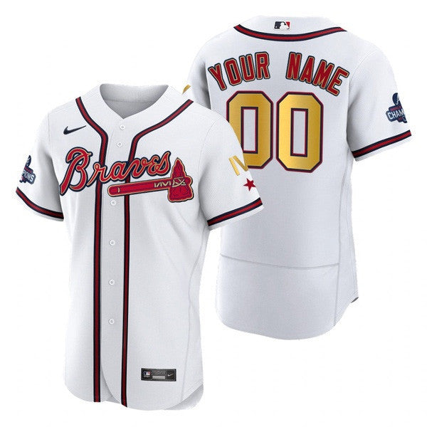 Atlanta 4x World Series Gold Trim Custom Name and Number Jersey – Stitched