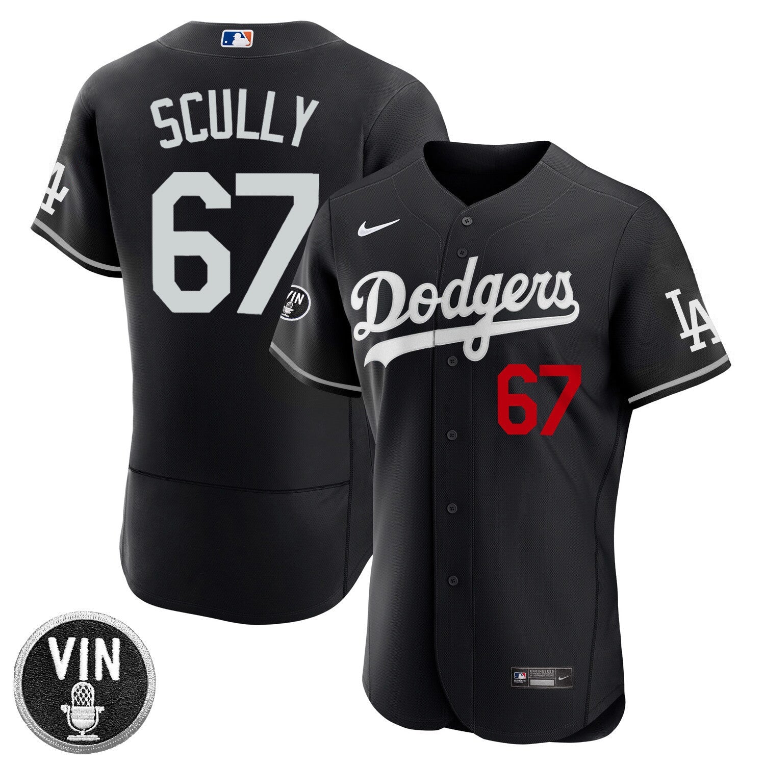 Los Angeles Vin Scully Patch Flex Base Jersey Collection