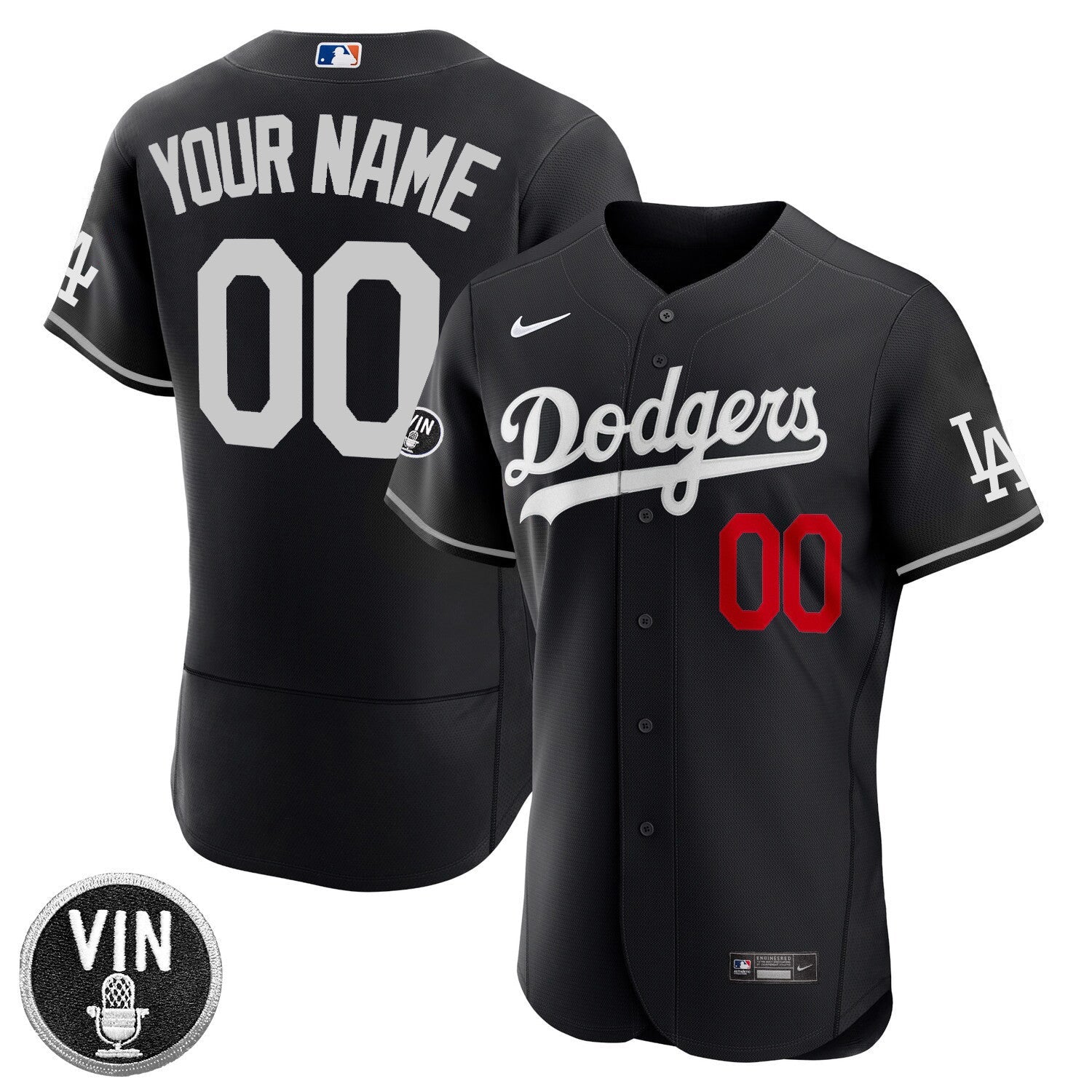 Los Angeles Vin Scully Patch Custom Name & Number Flex Base Jersey Collection