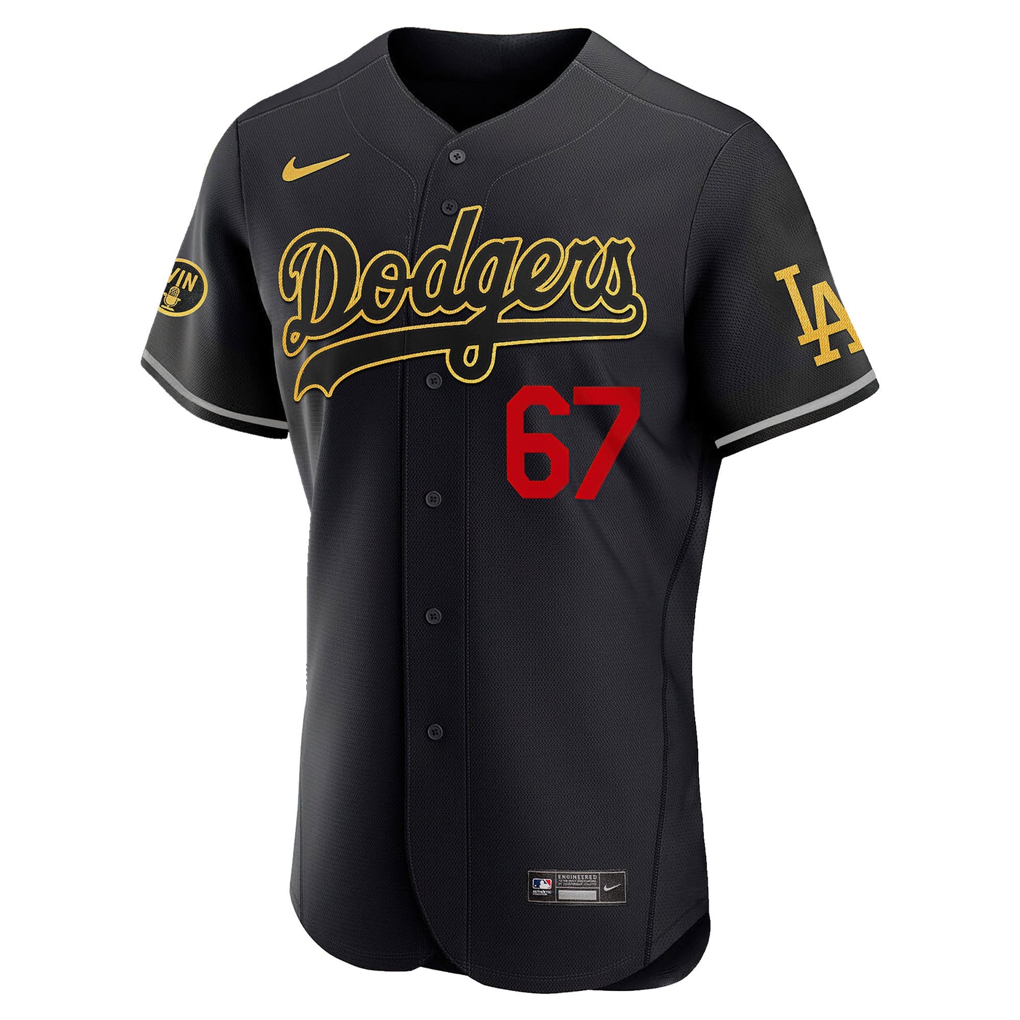 Los Angeles Vin Scully Patch Black Gold Respect Jersey