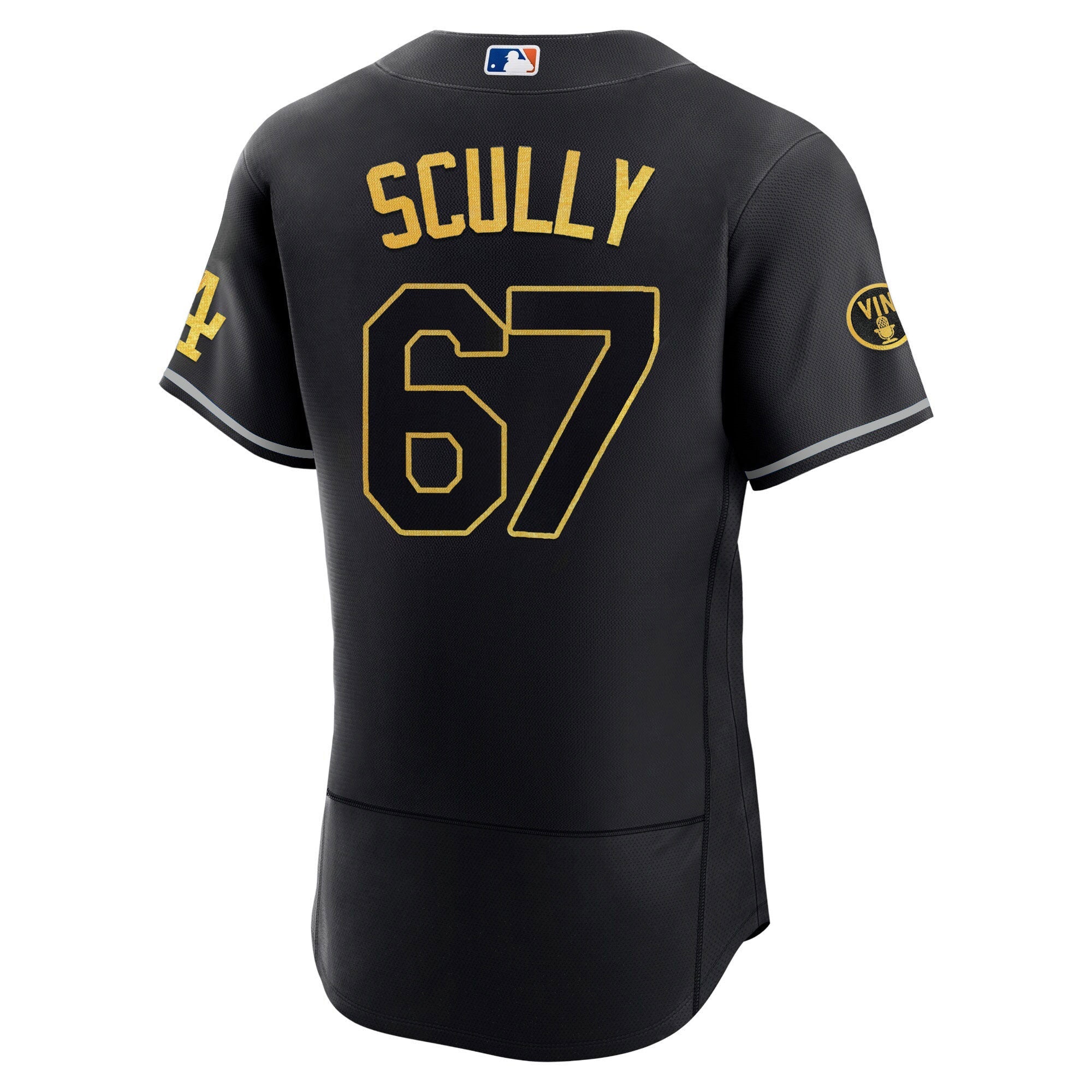 Los Angeles Vin Scully Patch Black Gold Respect Jersey