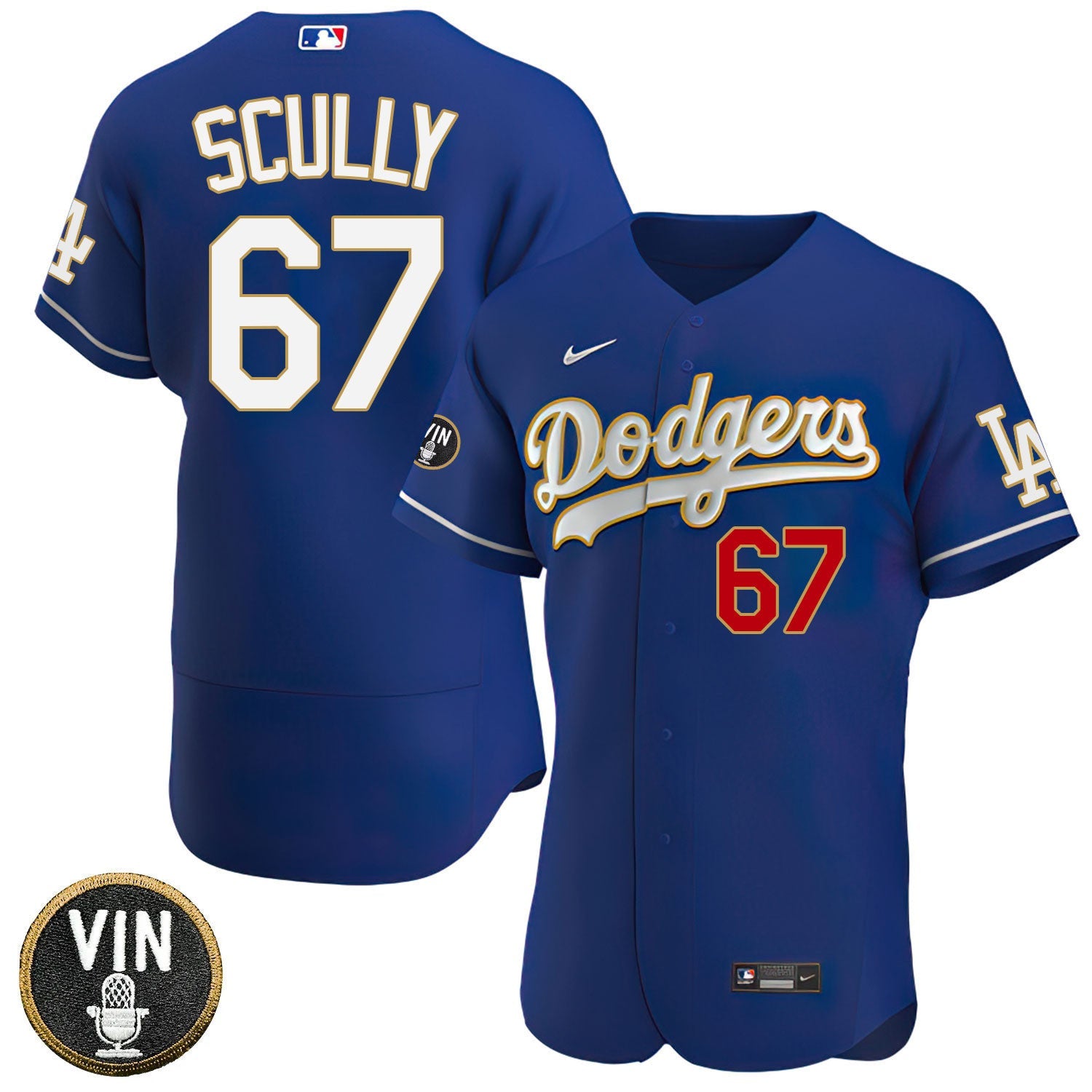 Men’s Los Angeles Vin Scully Patch Gold Trim Jersey Collection