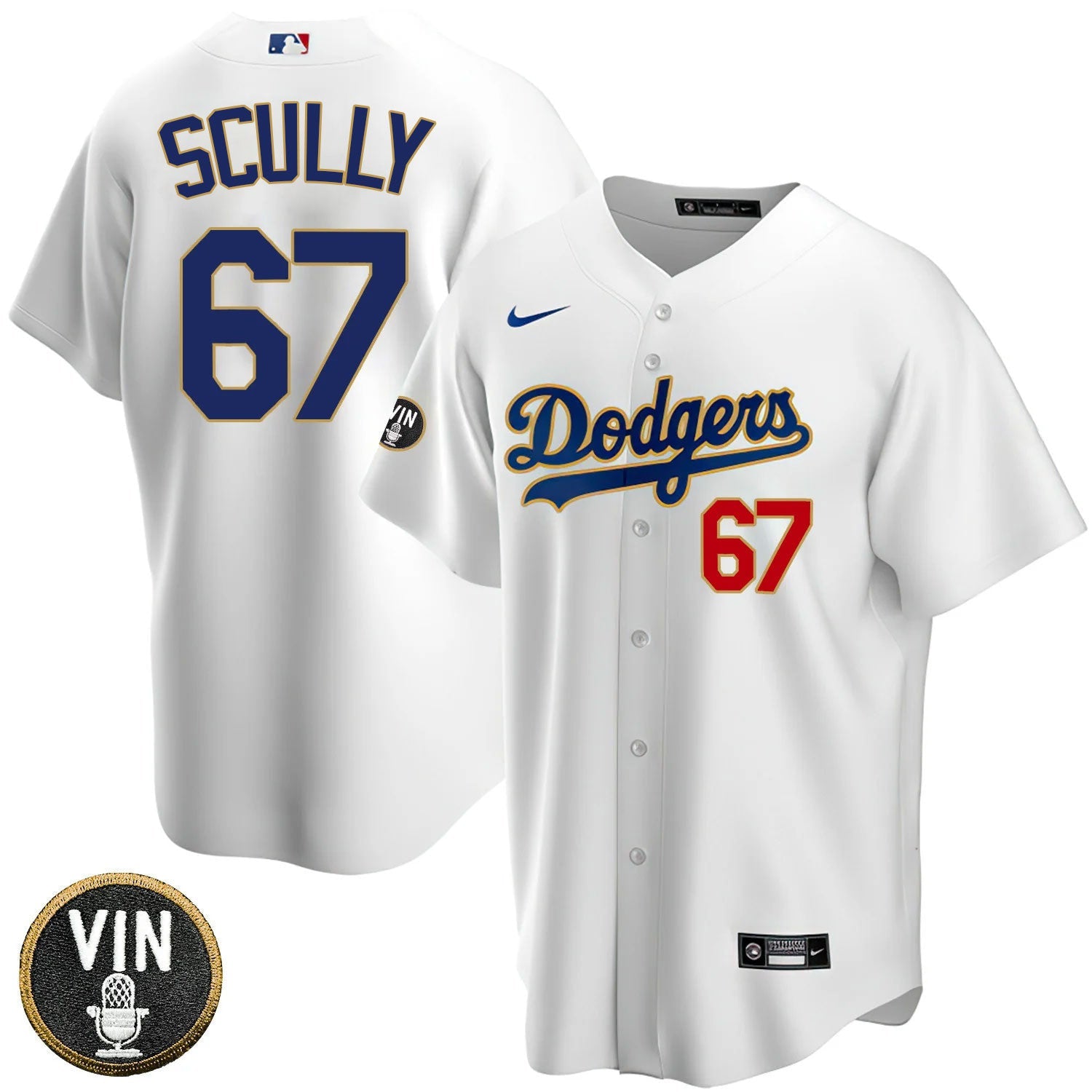 Women’s Los Angeles Vin Scully Patch Gold Trim Jersey