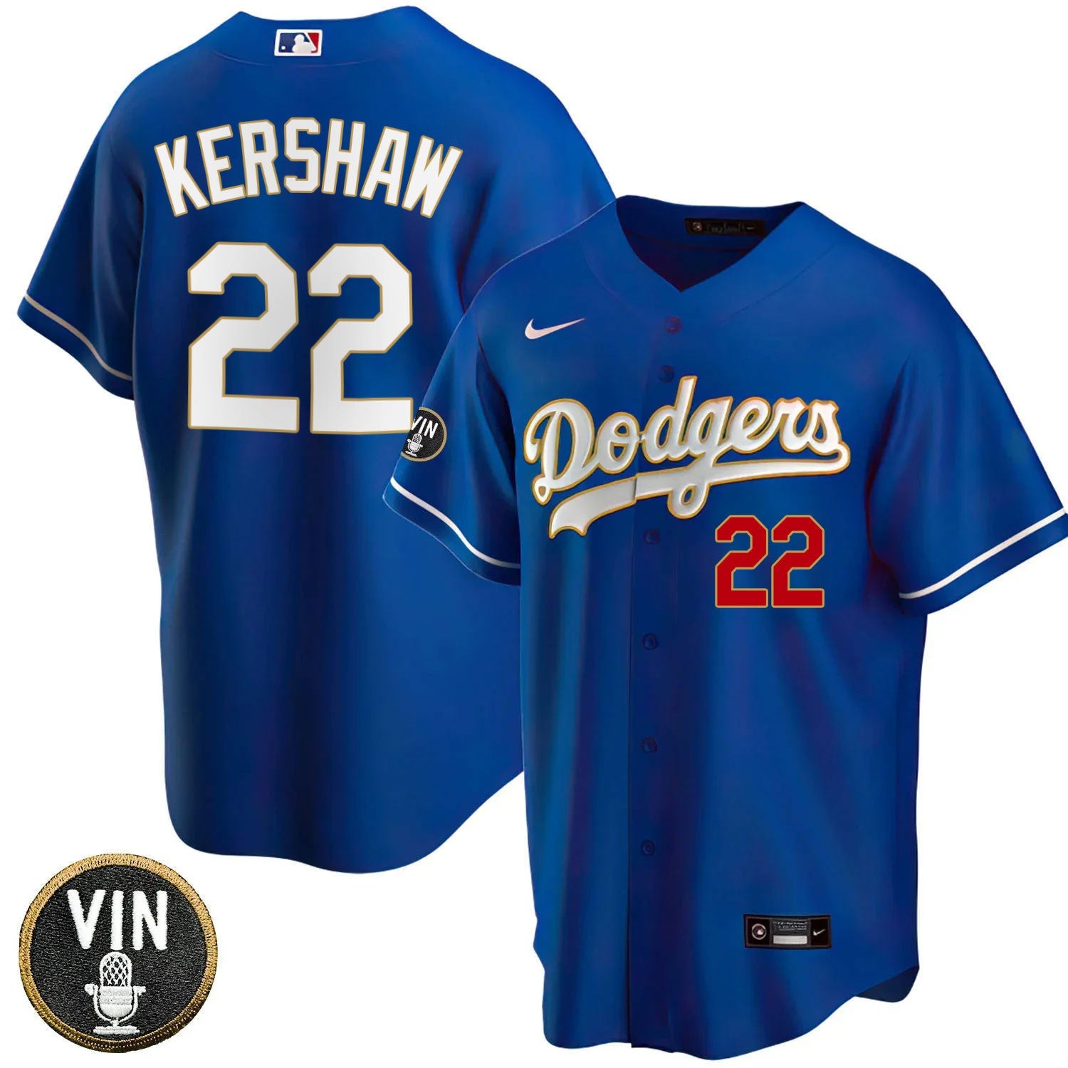 Women’s Los Angeles Vin Scully Patch Gold Trim Jersey