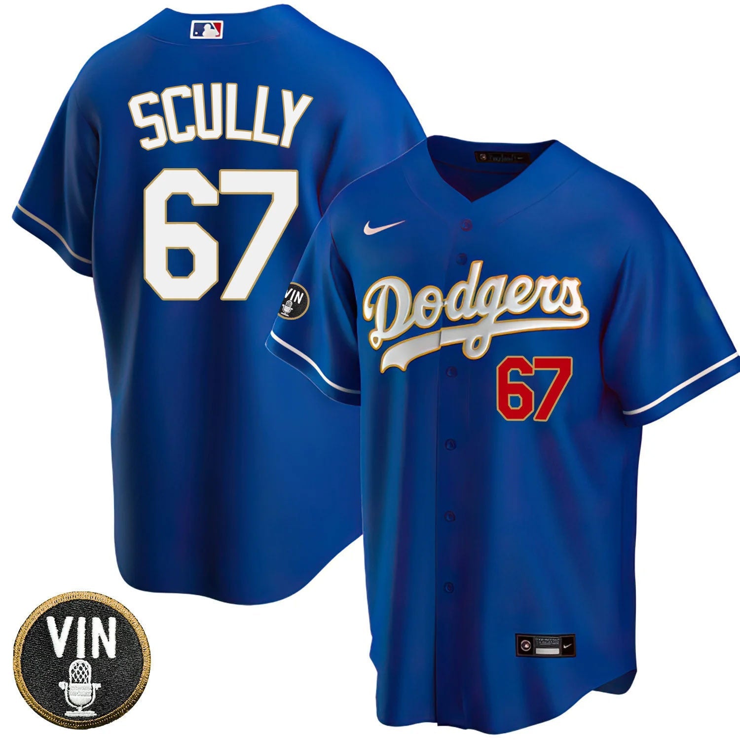 Women’s Los Angeles Vin Scully Patch Gold Trim Jersey