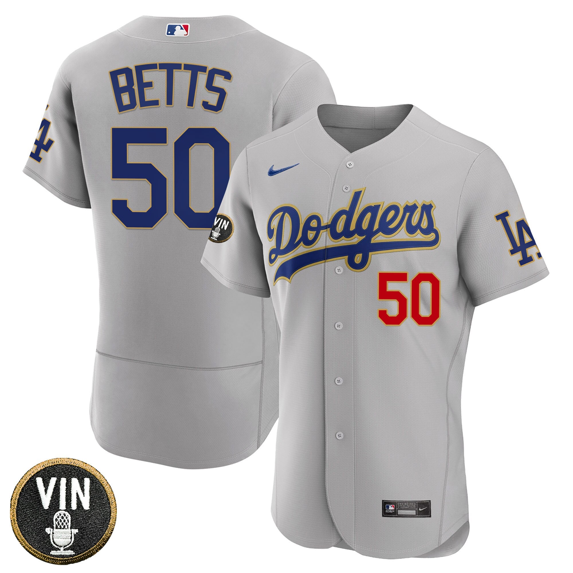 Men’s Los Angeles Vin Scully Patch Gold Trim Jersey Collection
