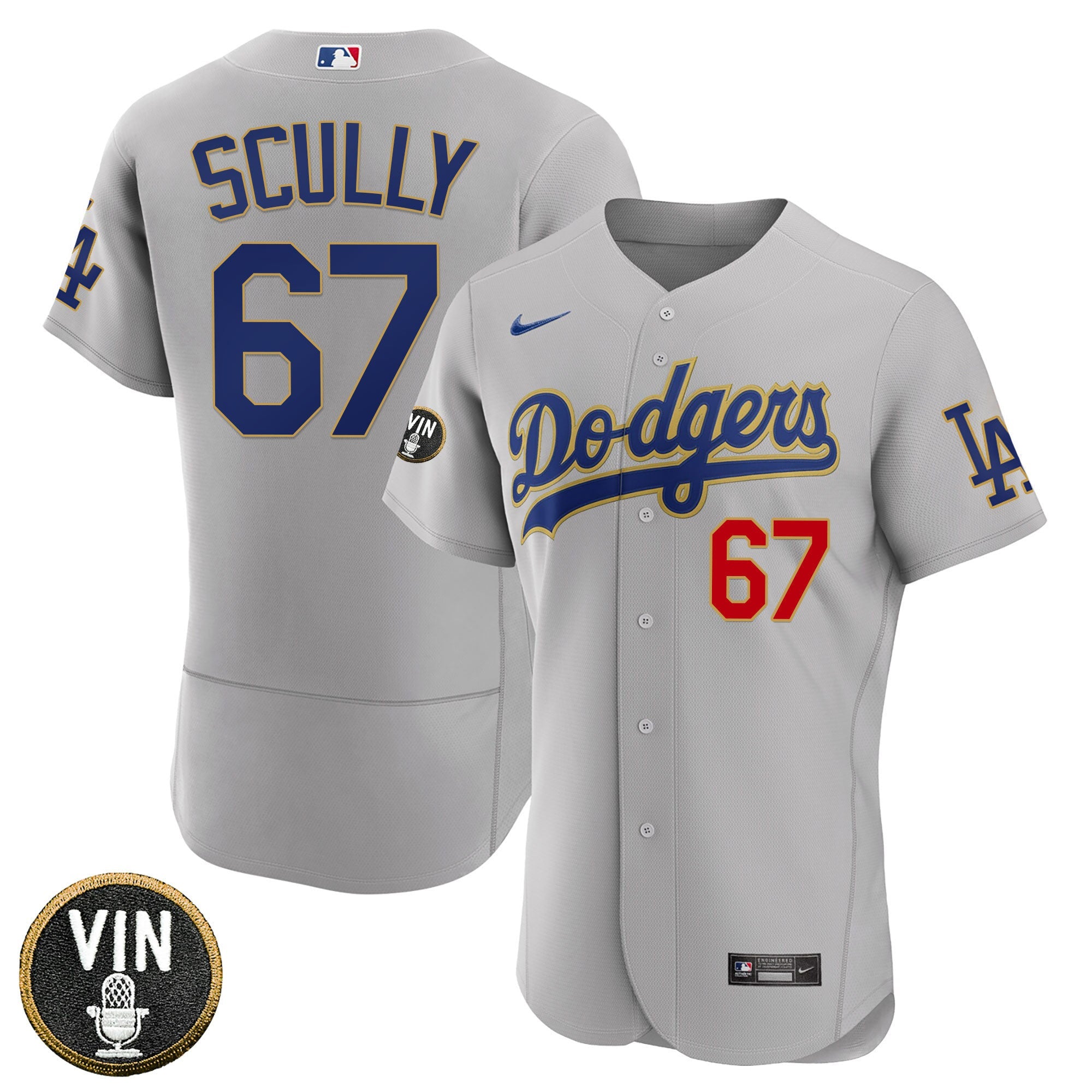 Women’s Los Angeles Vin Scully Patch Gold Trim Jersey