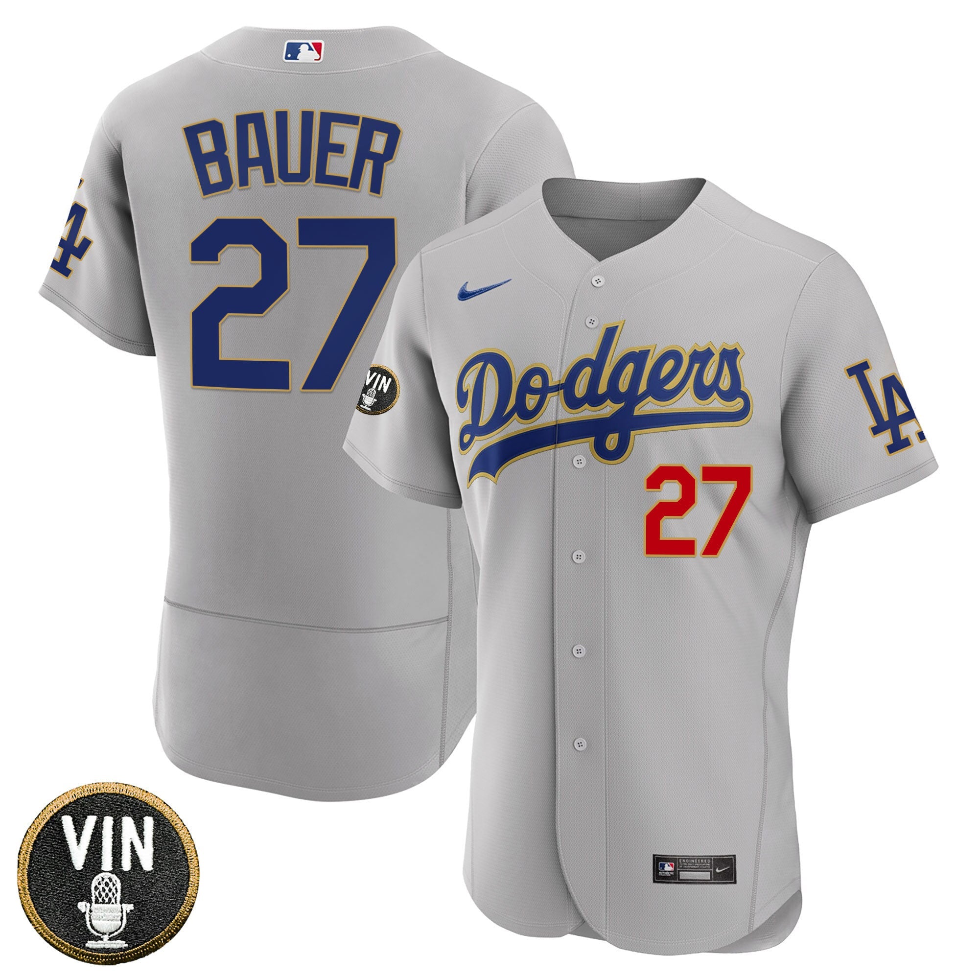 Women’s Los Angeles Vin Scully Patch Gold Trim Jersey