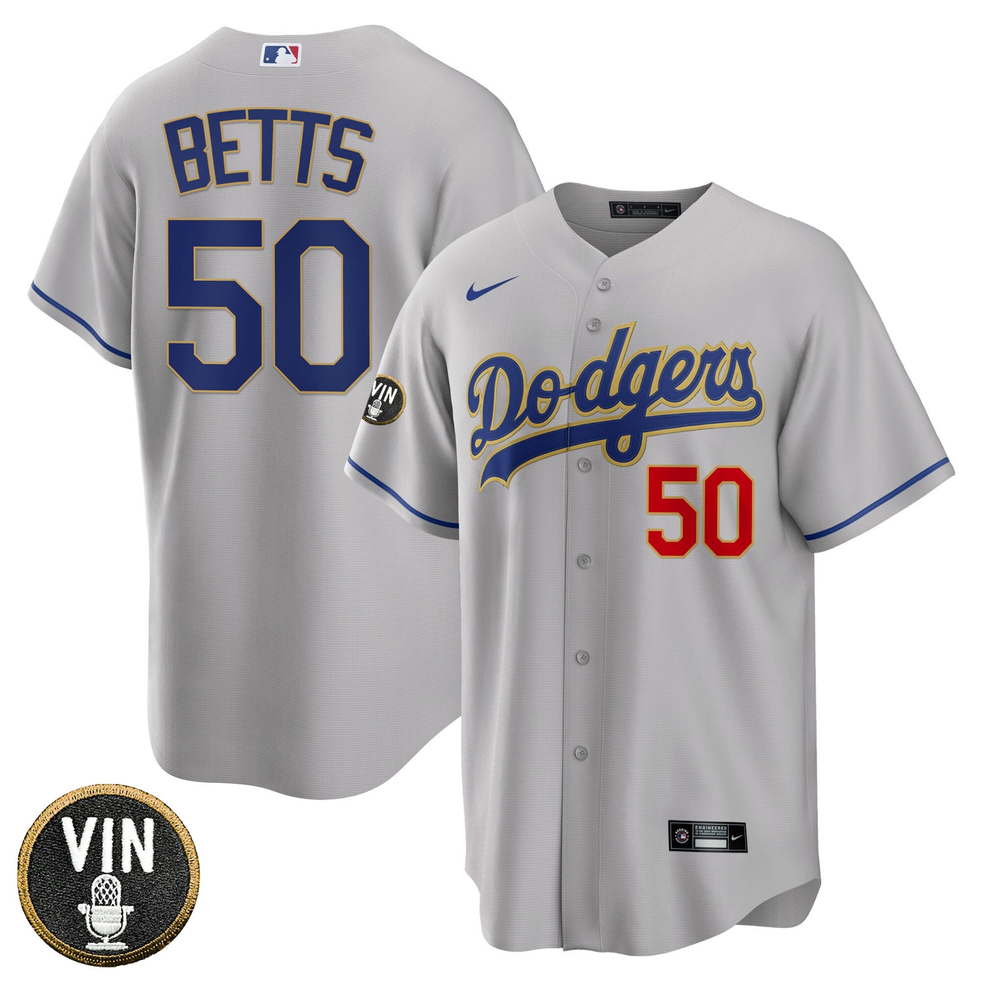 Men’s Los Angeles Vin Scully Patch Gold Trim Jersey Collection