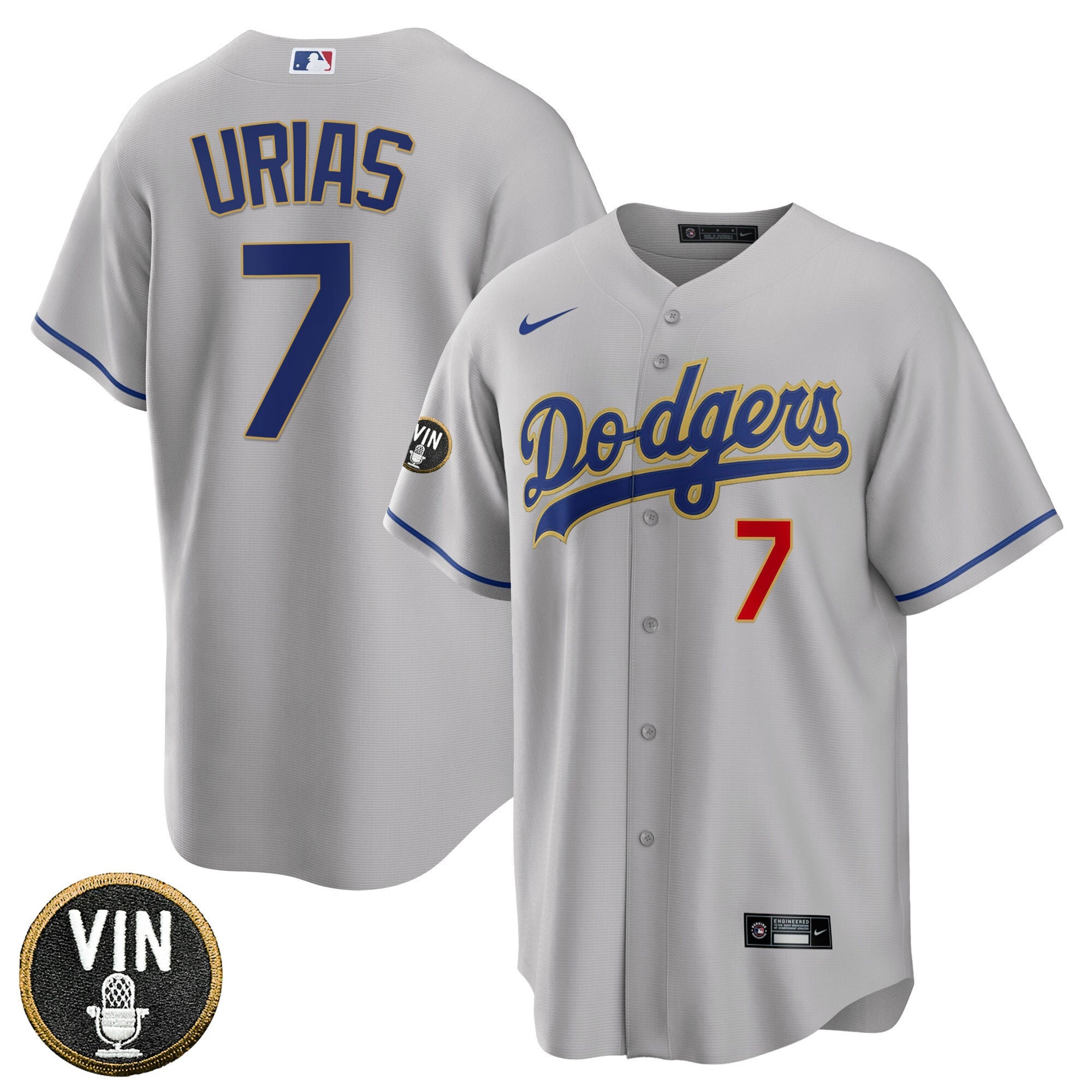 Men’s Los Angeles Vin Scully Patch Gold Trim Jersey Collection