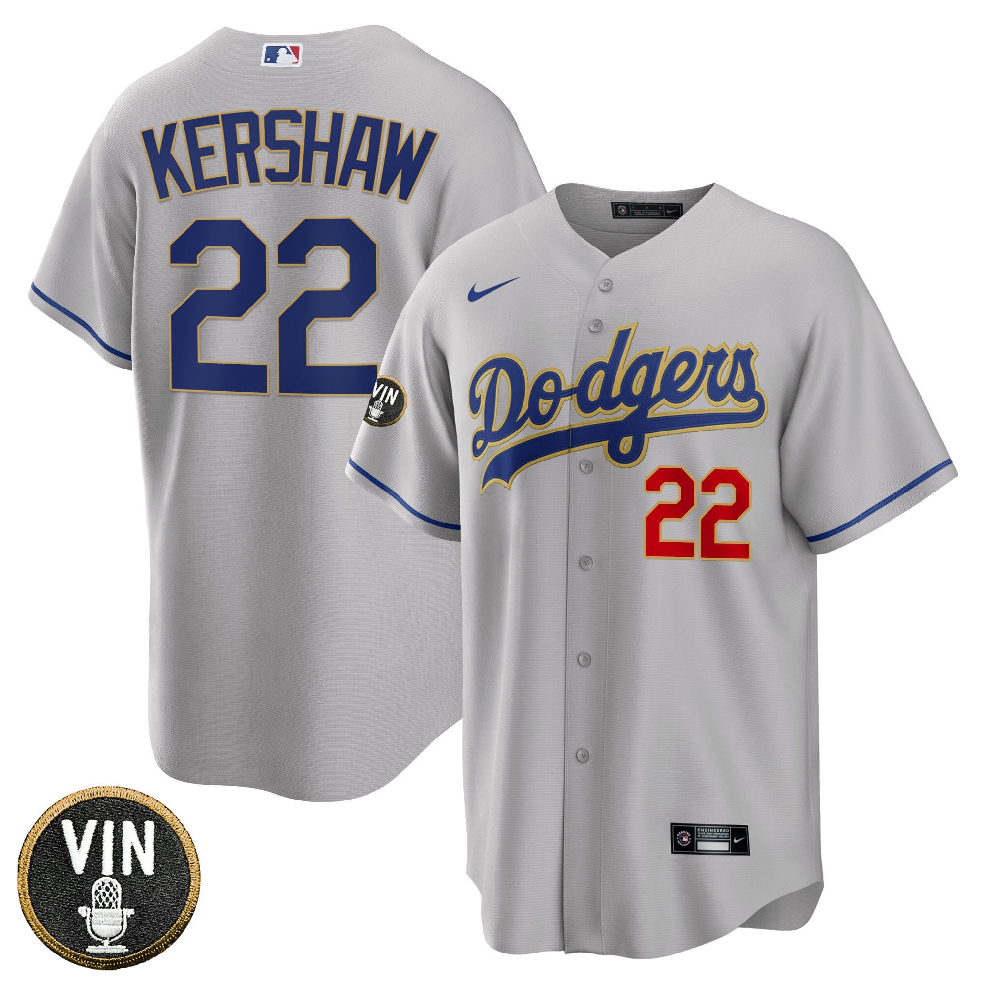 Women’s Los Angeles Vin Scully Patch Gold Trim Jersey