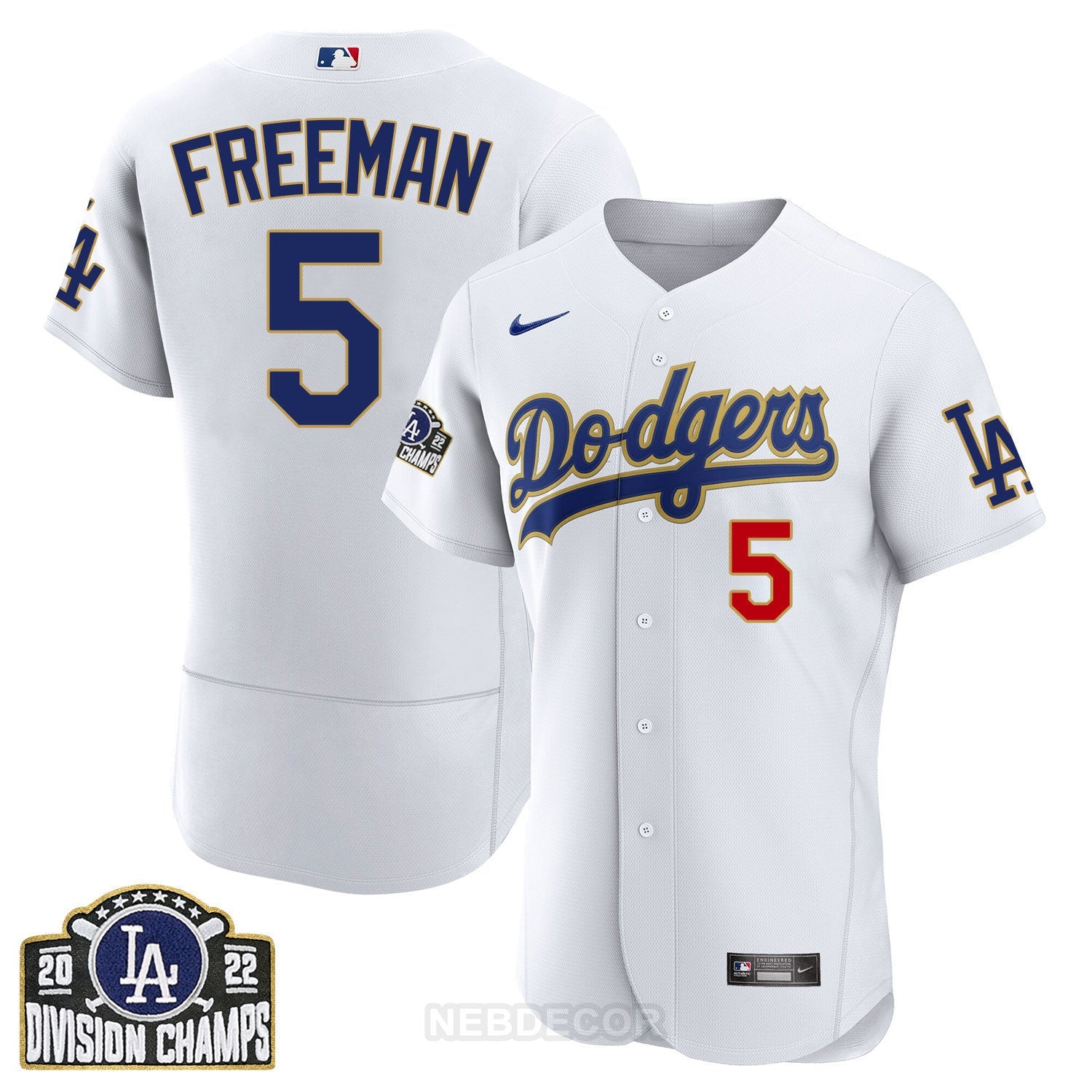 Men’s Los Angeles NL West Division Champs 2022 Gold Trim Jersey