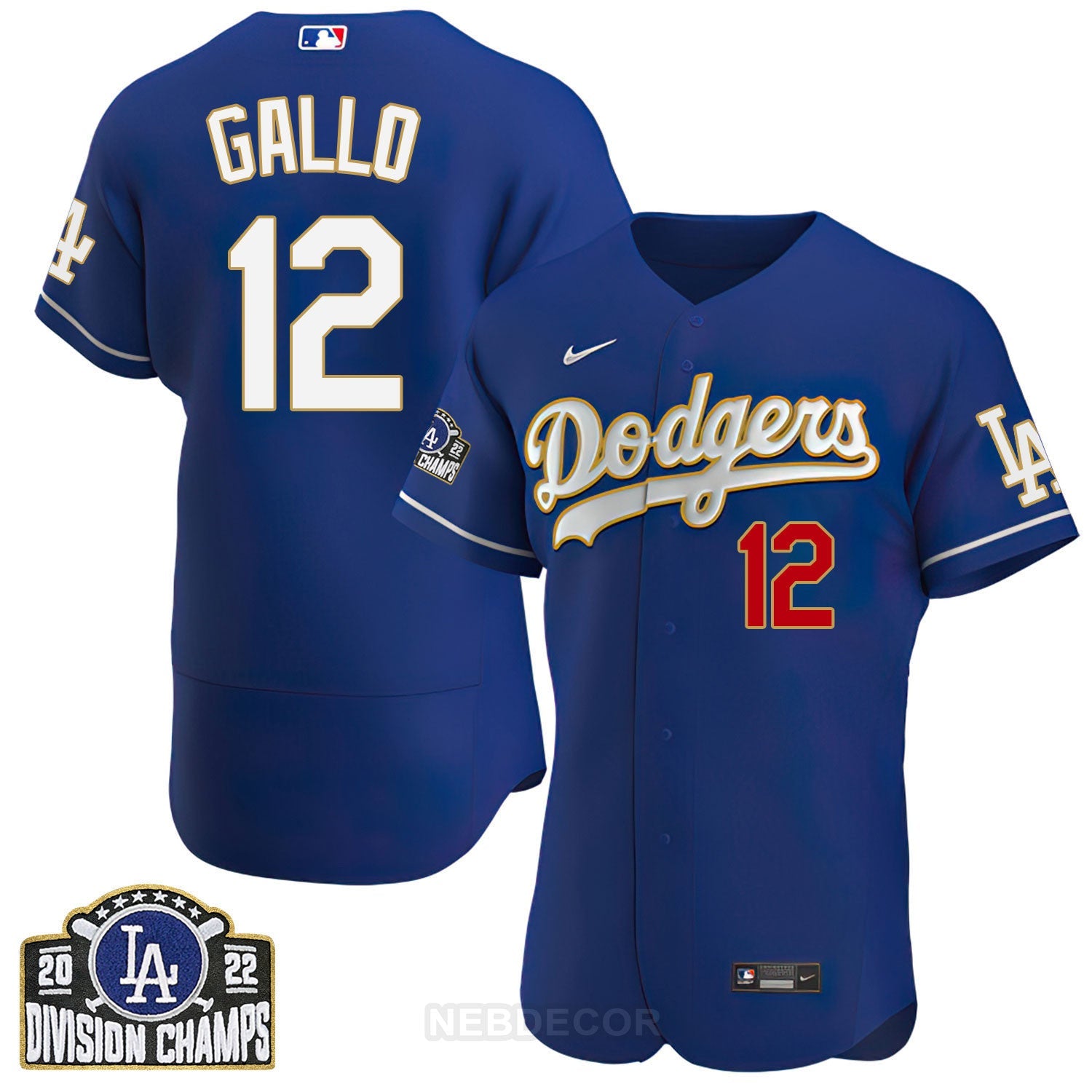 Men’s Los Angeles NL West Division Champs 2022 Gold Trim Jersey