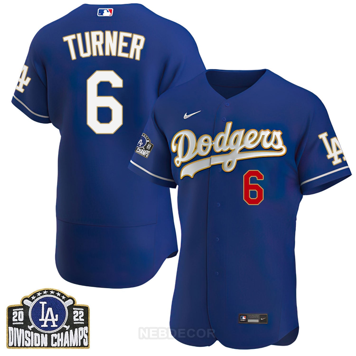 Men’s Los Angeles NL West Division Champs 2022 Gold Trim Jersey