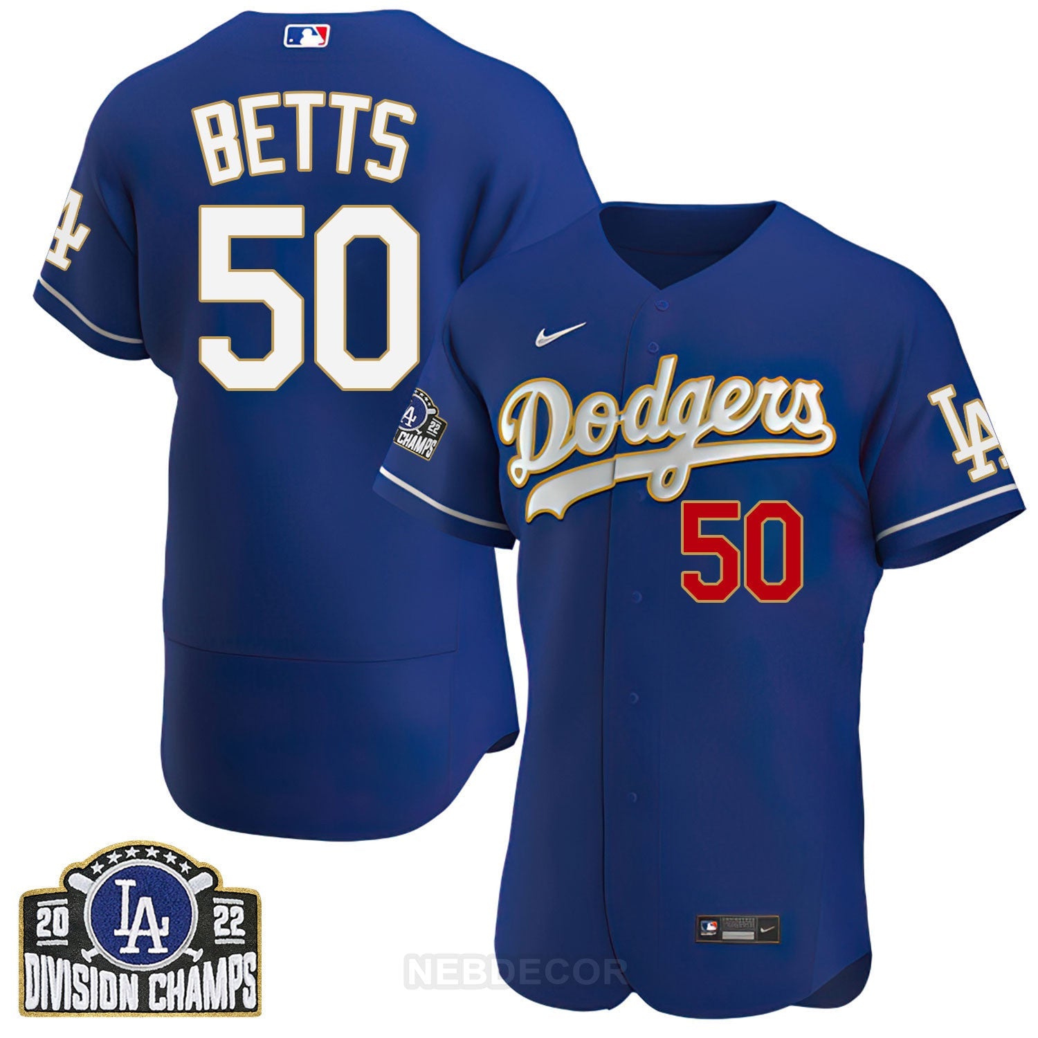 Men’s Los Angeles NL West Division Champs 2022 Gold Trim Jersey