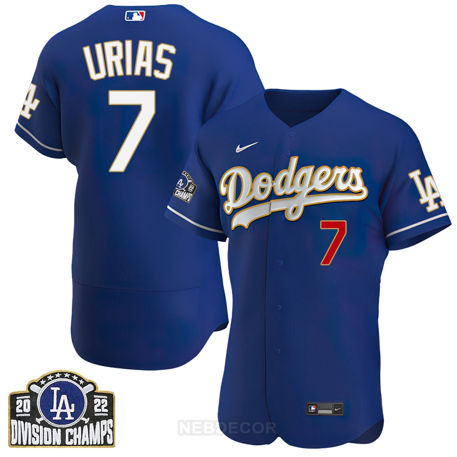 Men’s Los Angeles NL West Division Champs 2022 Gold Trim Jersey