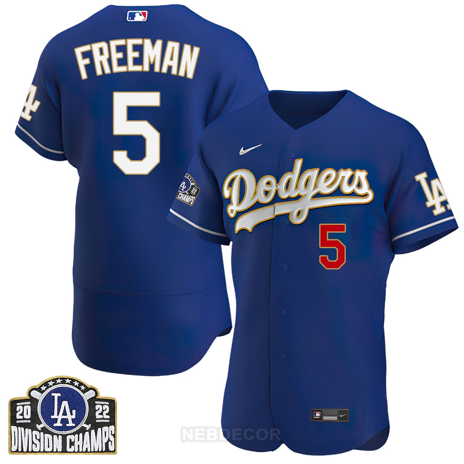 Men’s Los Angeles NL West Division Champs 2022 Gold Trim Jersey