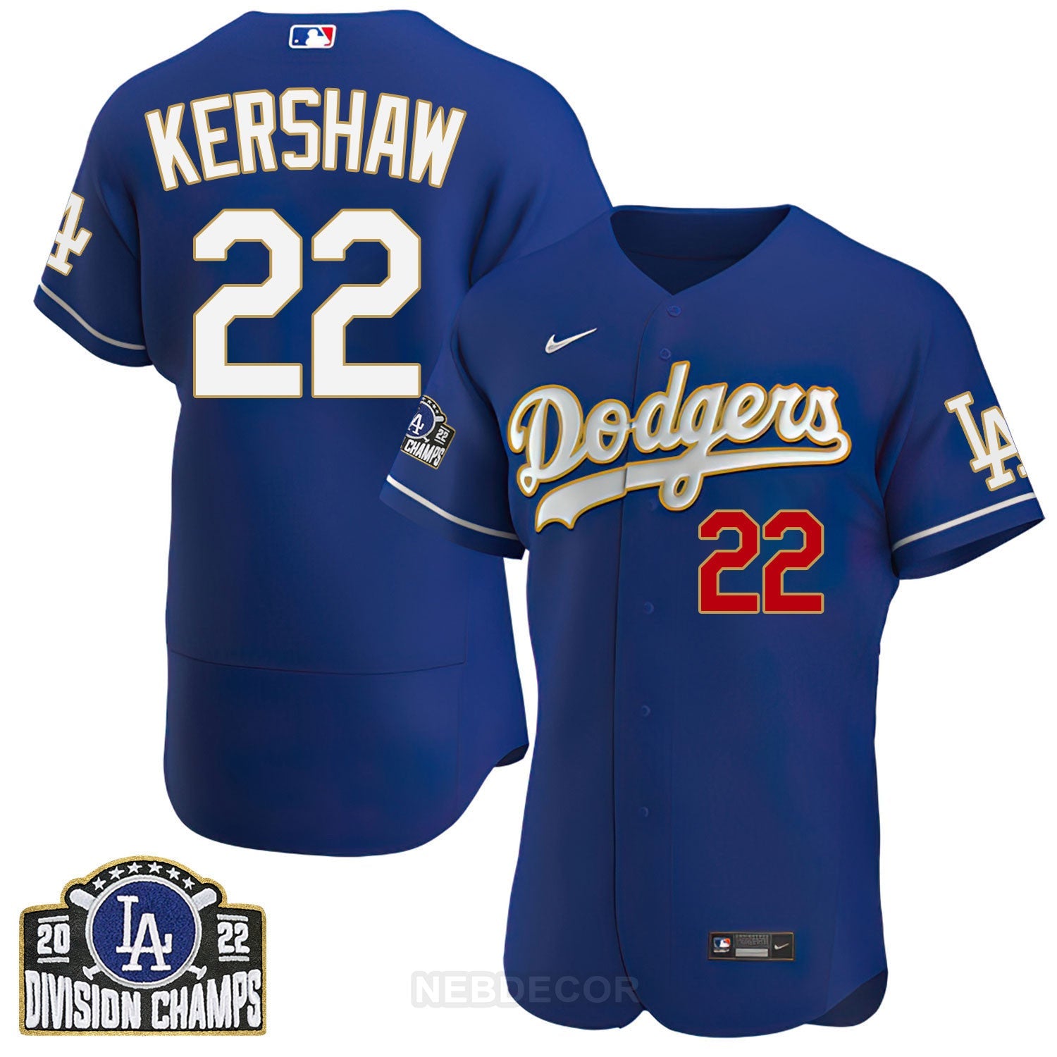 Men’s Los Angeles NL West Division Champs 2022 Gold Trim Jersey