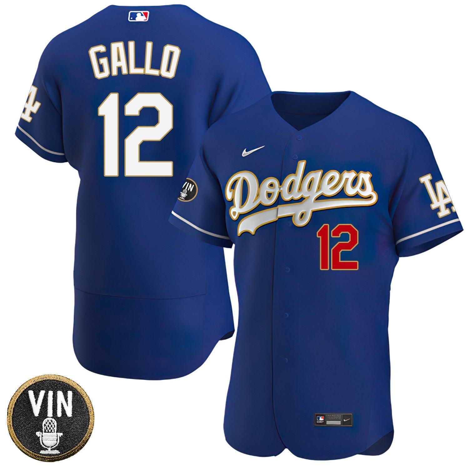Los Angeles Vin Scully Patch Gold Trim Player Jersey – Navy
