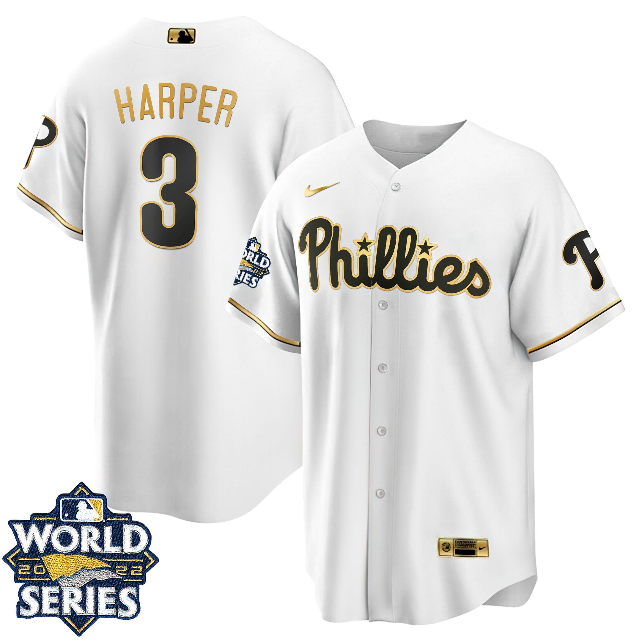 Philadelphia Cool Base White Gold 2022 World Series Jersey