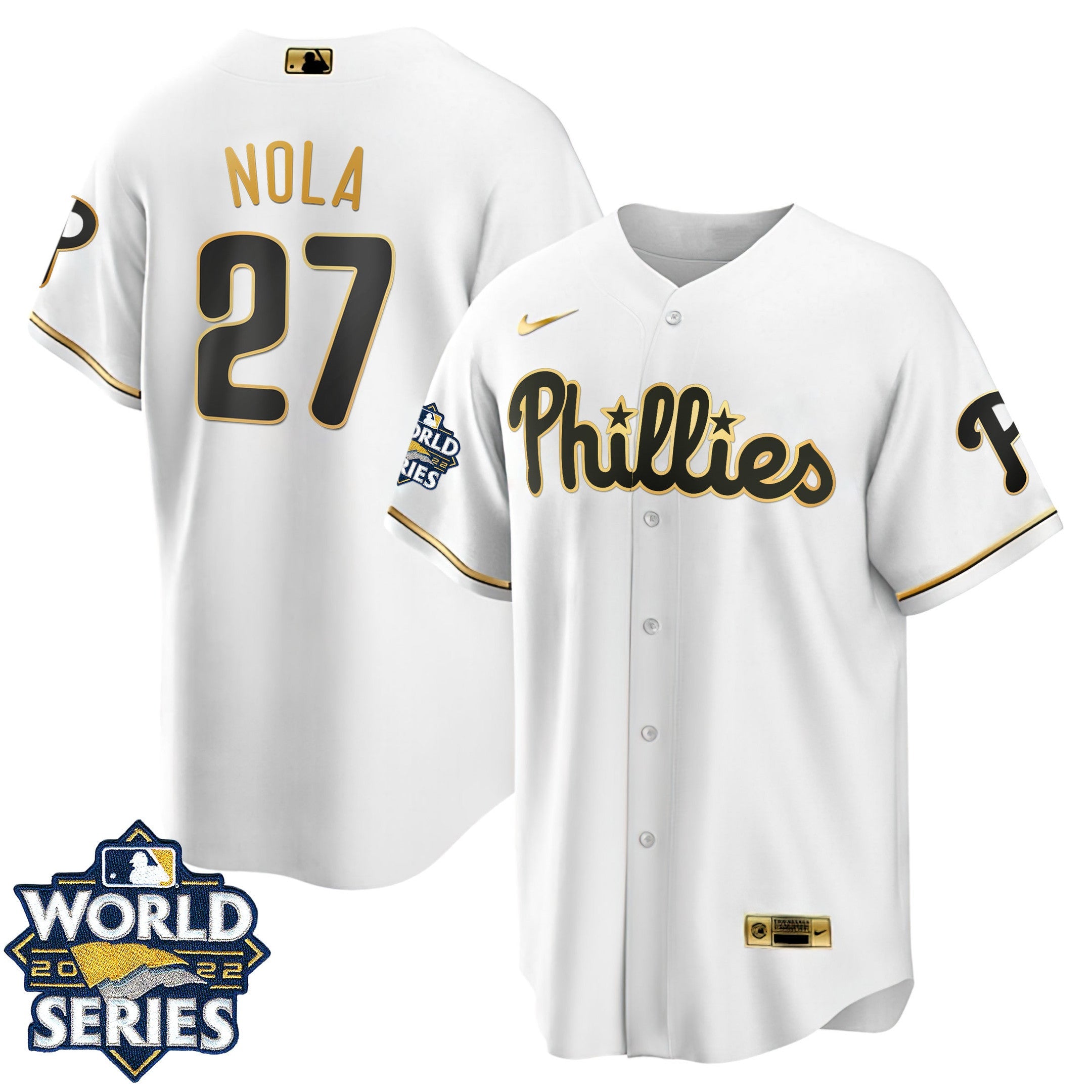 Philadelphia Cool Base White Gold 2022 World Series Jersey