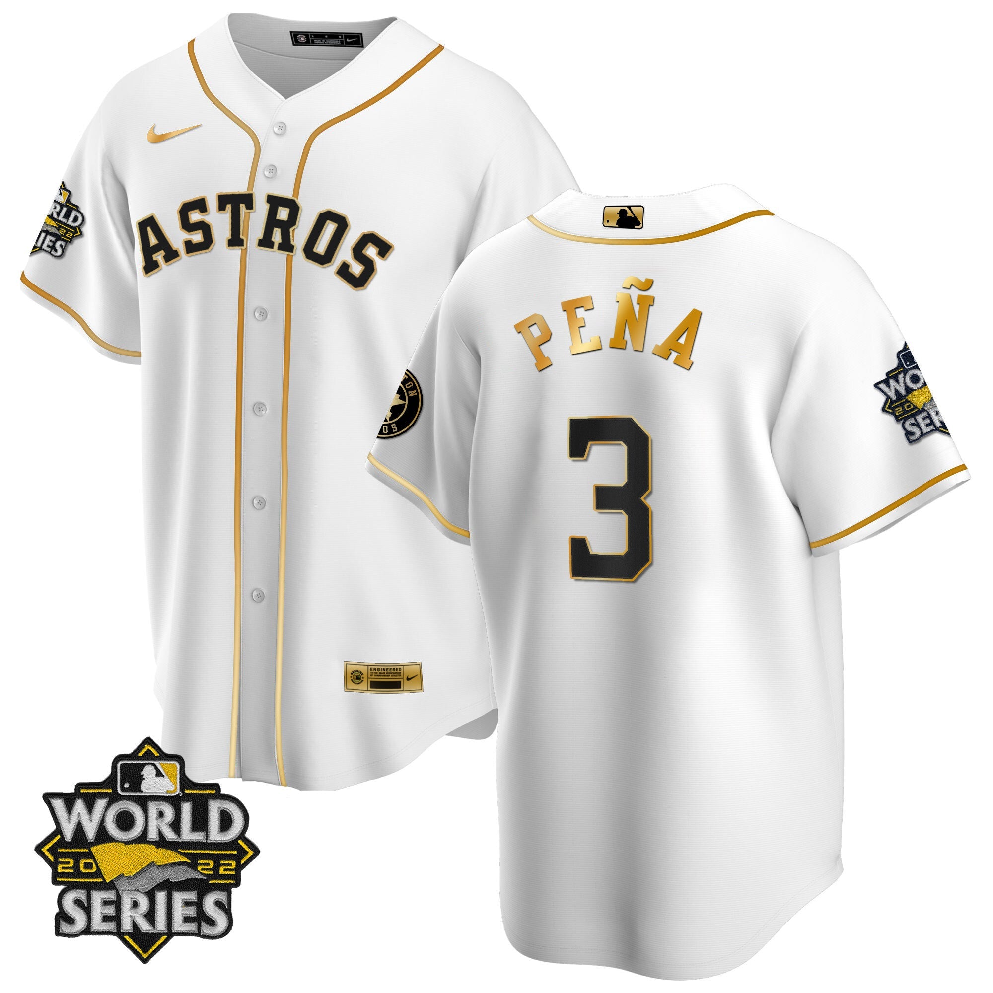 Houston Cool Base White Gold 2022 World Series Jersey