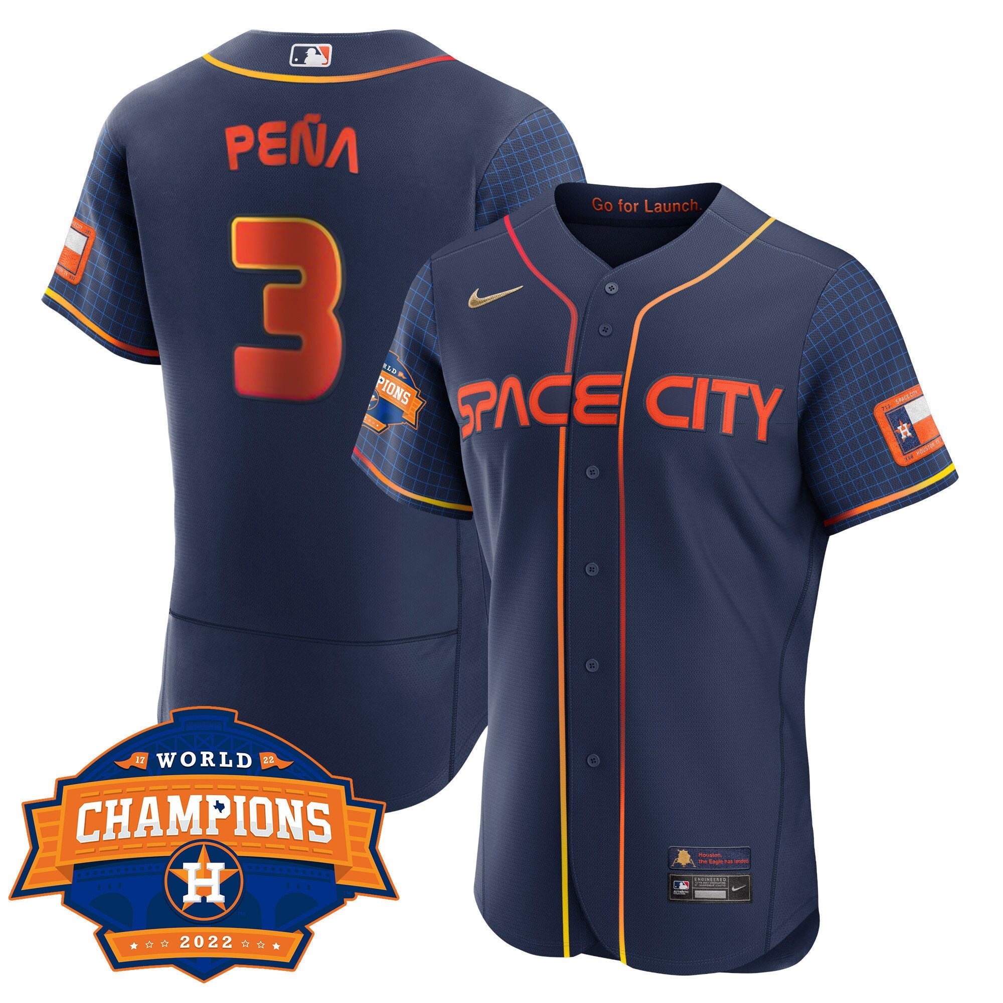 Youth’s Houston Space City 2022 World Series Champions Patch Limited Jersey