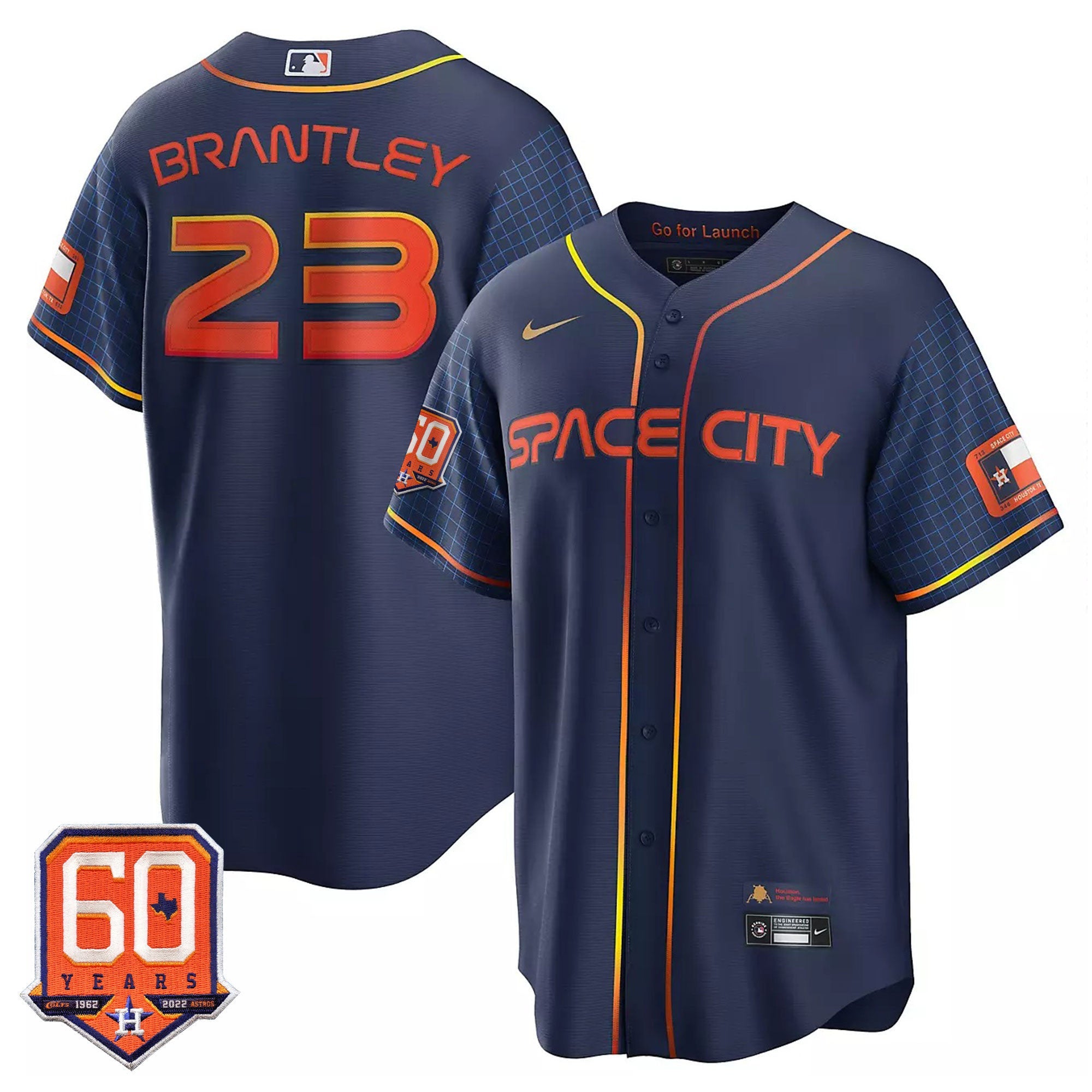 Houston Cool Base 60th Anniversary Patch Space City Jersey