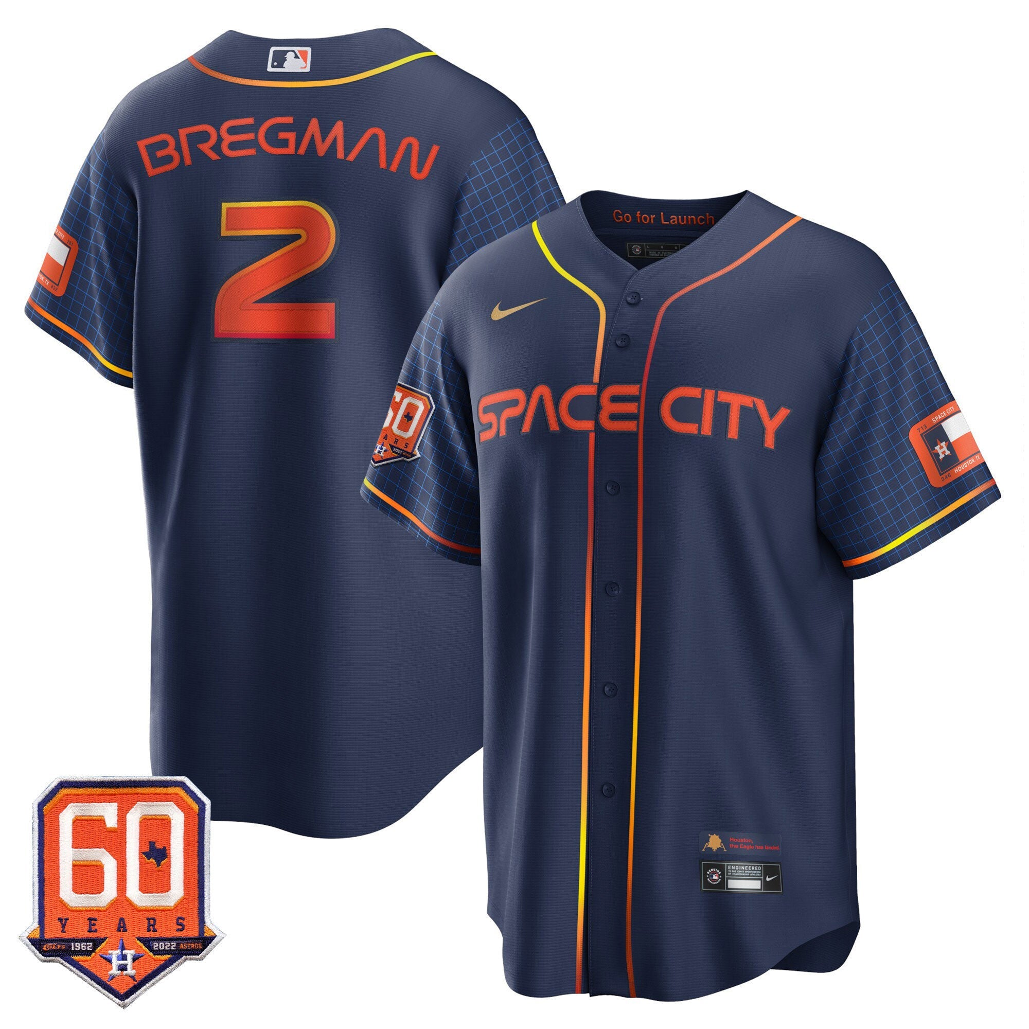 Houston Cool Base 60th Anniversary Patch Space City Jersey