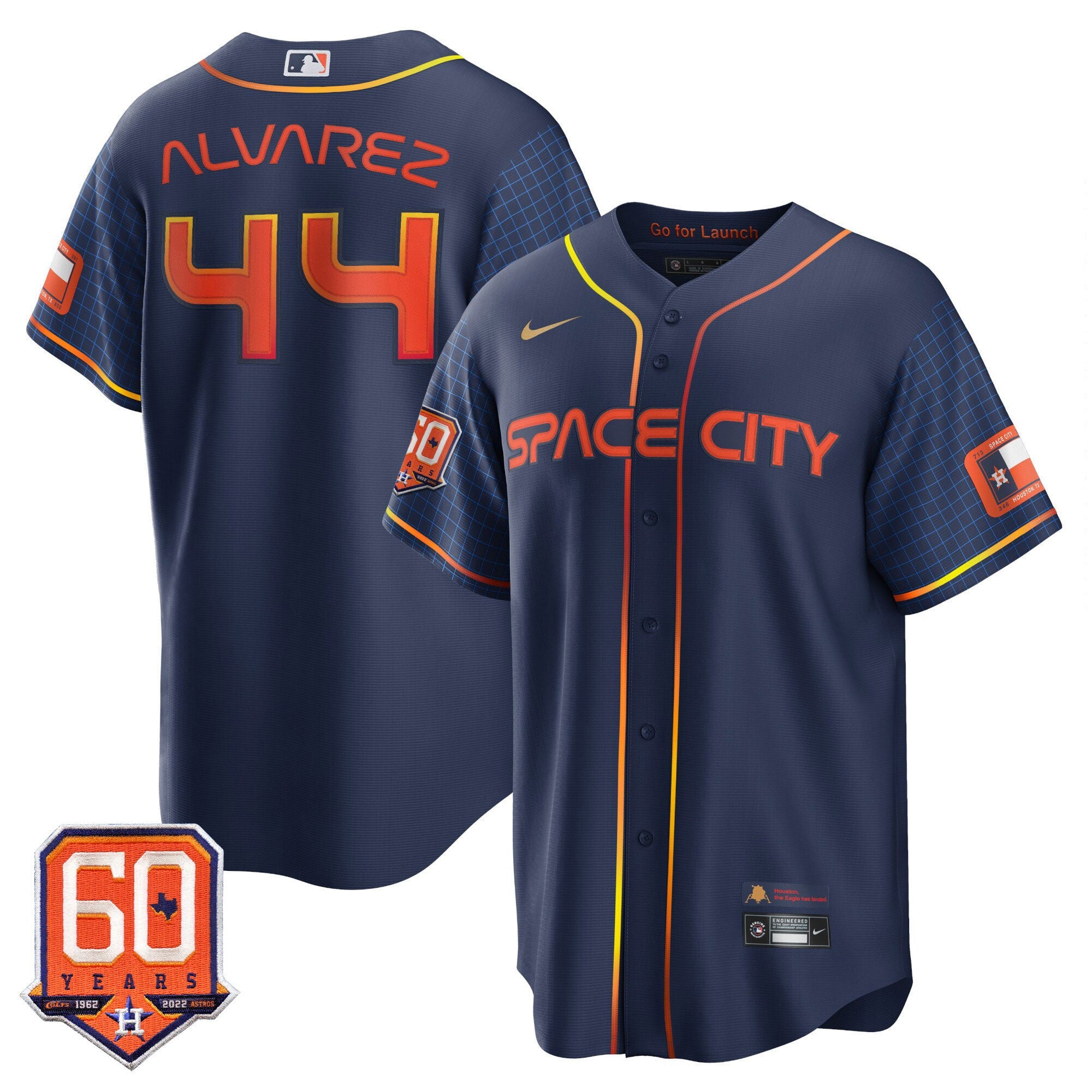 Houston Cool Base 60th Anniversary Patch Space City Jersey