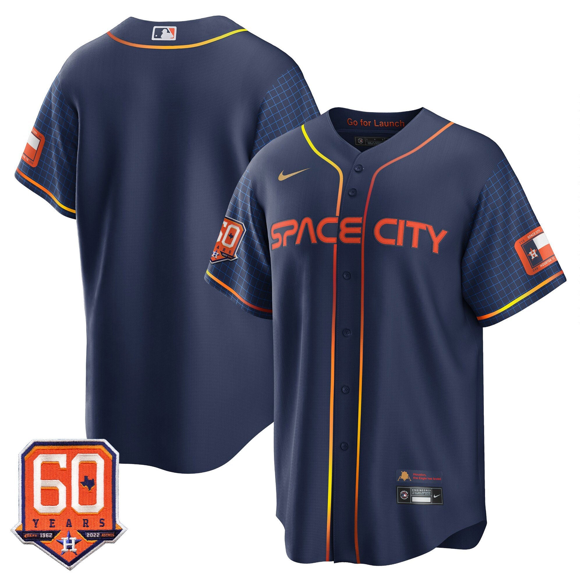 Houston Cool Base 60th Anniversary Patch Space City Jersey