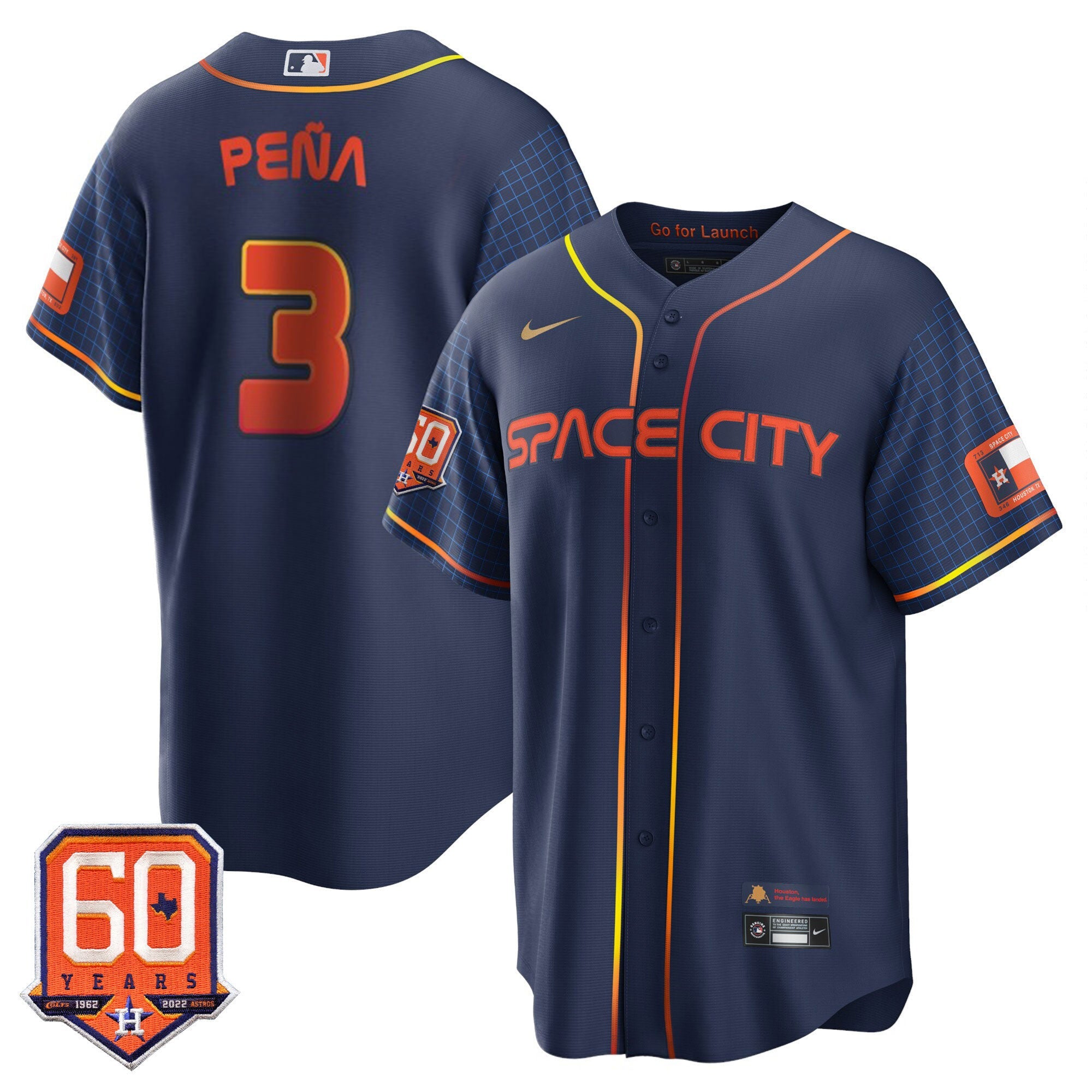 Houston Cool Base 60th Anniversary Patch Space City Jersey