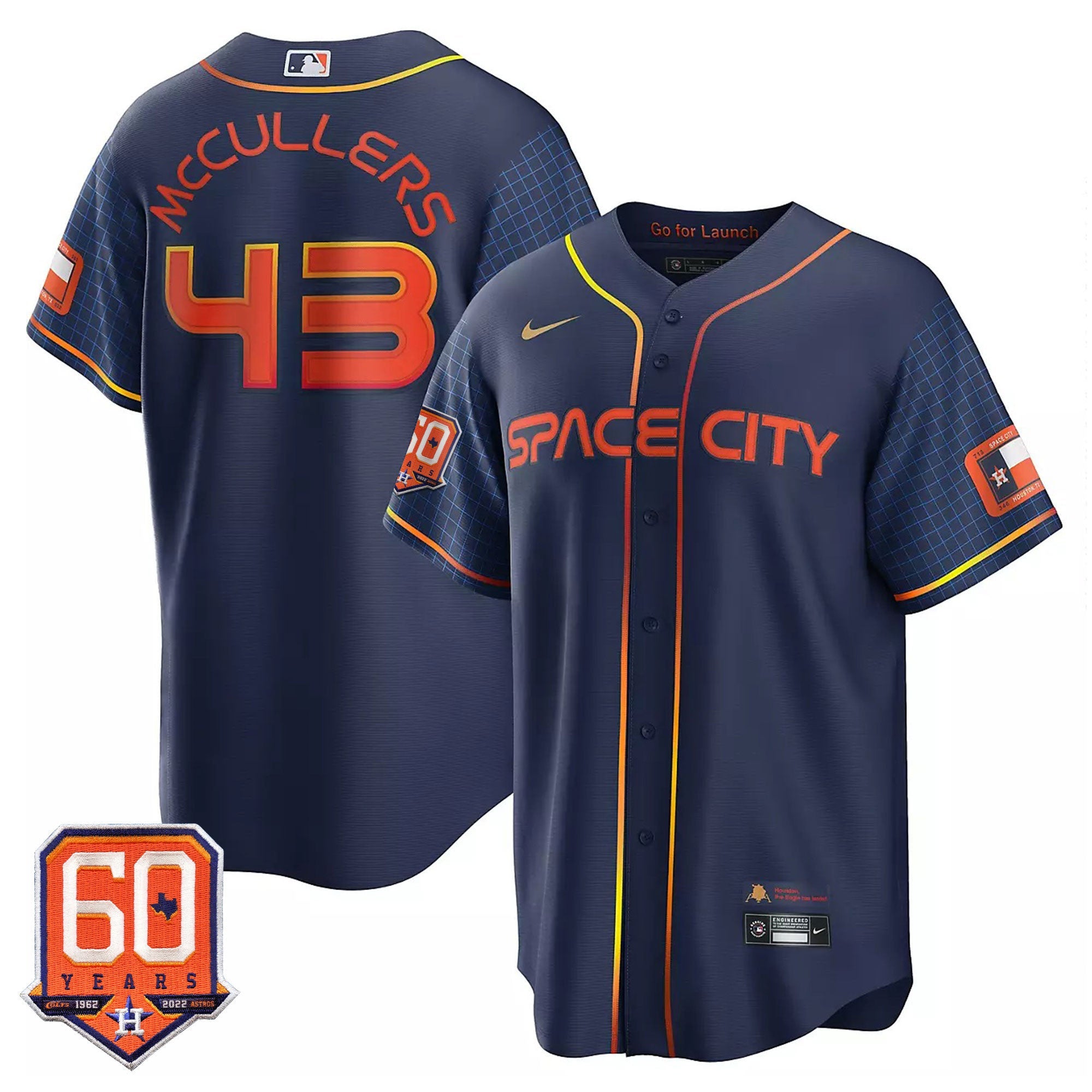 Houston Cool Base 60th Anniversary Patch Space City Jersey