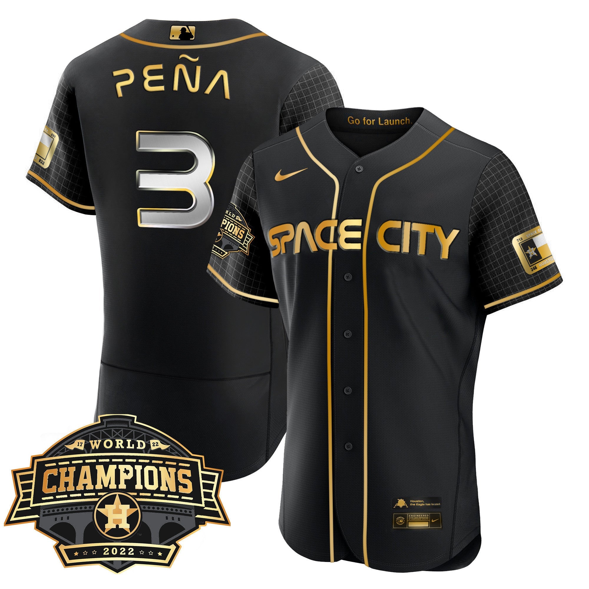 Men’s Houston Space City 2022 World Series Champions Patch Limited Jersey