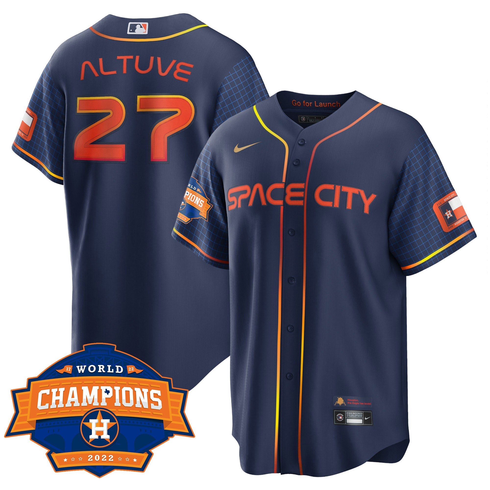 Men’s Houston Space City 2022 World Series Champions Patch Limited Jersey