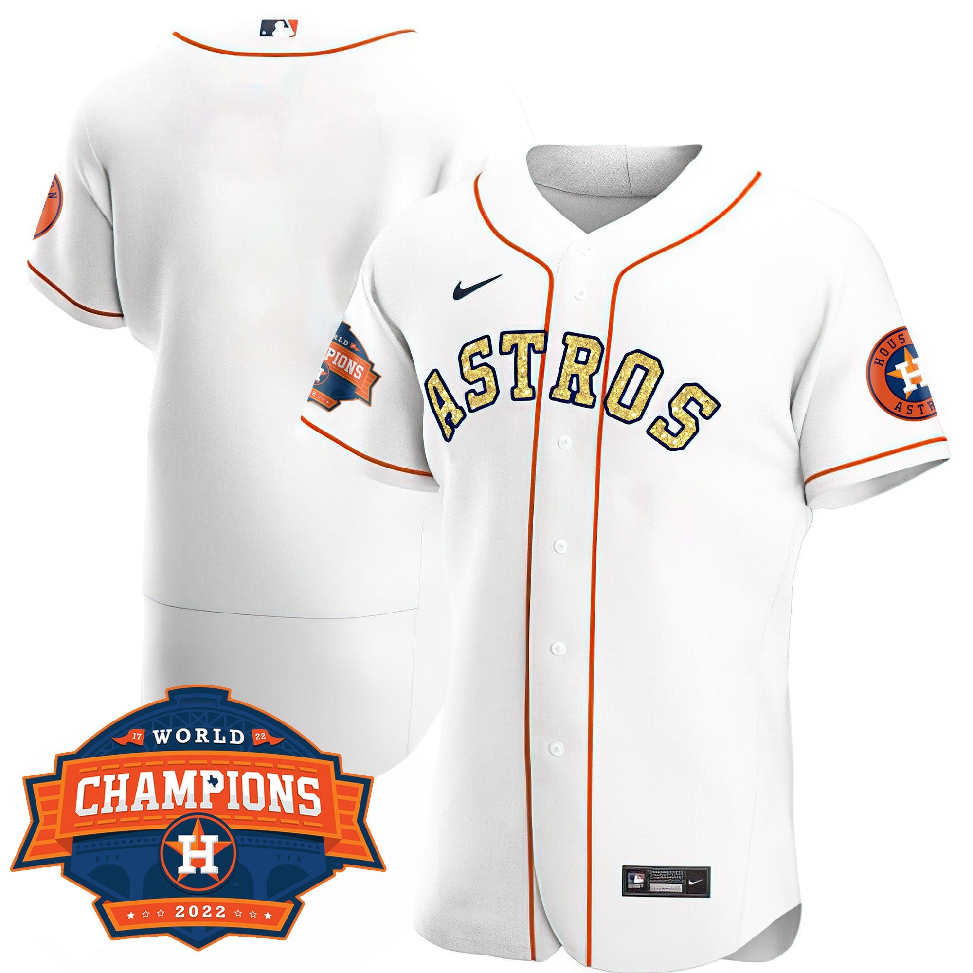 Houston Special White Gold 2022 World Series Champions Patch Jersey