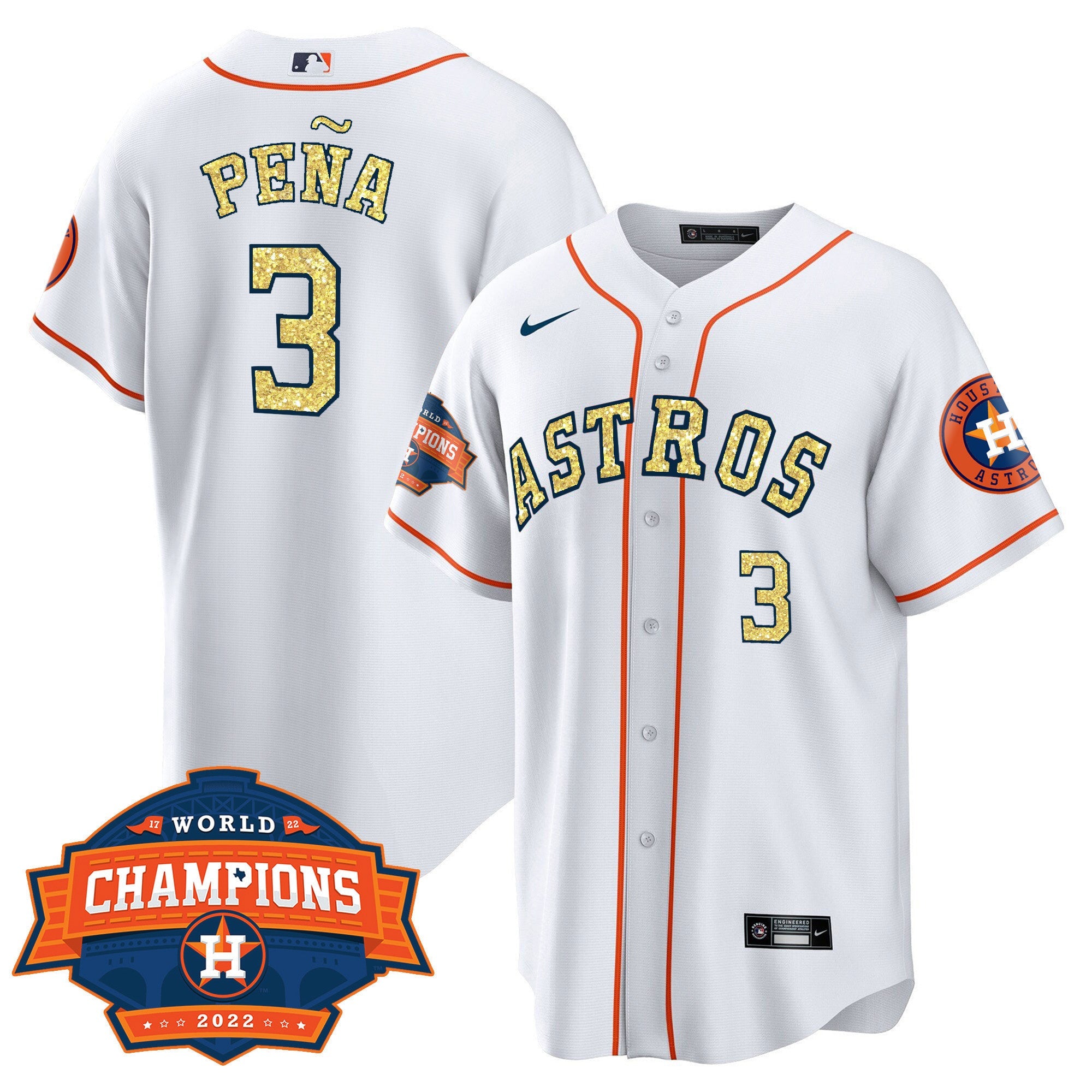 Houston Special White Gold 2022 World Series Champions Patch Jersey